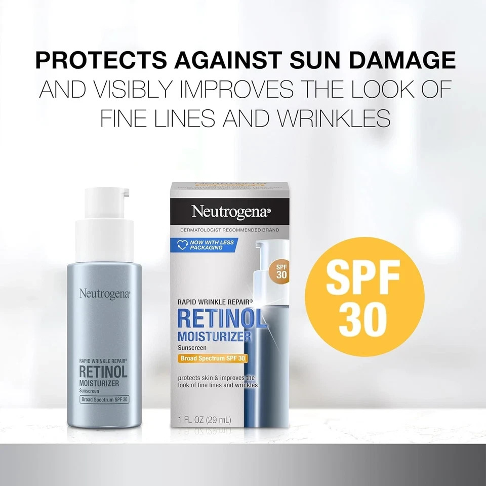 2 PACK Neutrogena Rapid Wrinkle Repair Retinol Moisturizer 1 oz SPF 30 EXP 2027