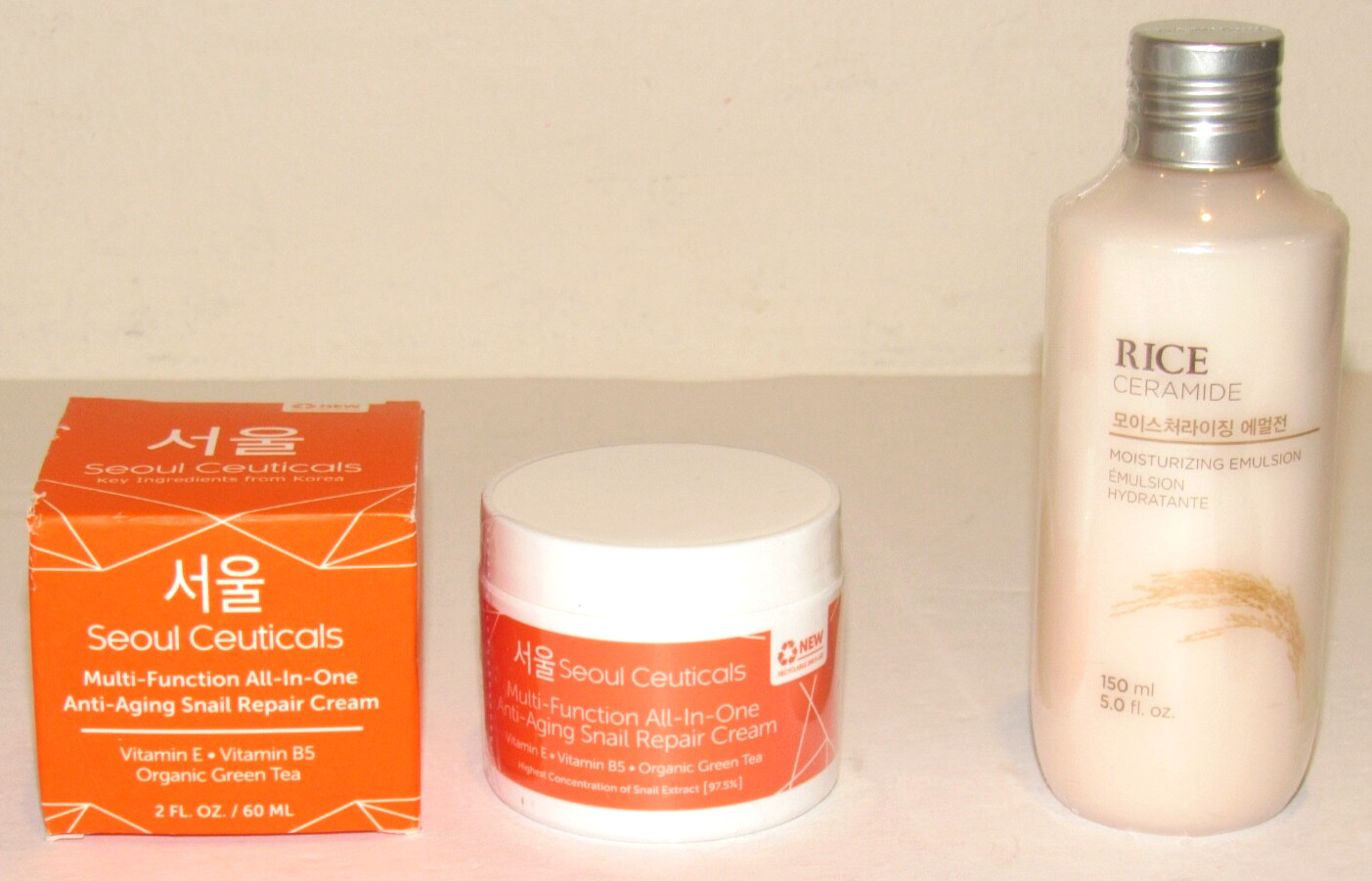Seoul Ceuticals Snail Repair Cream 2 Oz + Rice Ceramide Moisturizing Emulsion
