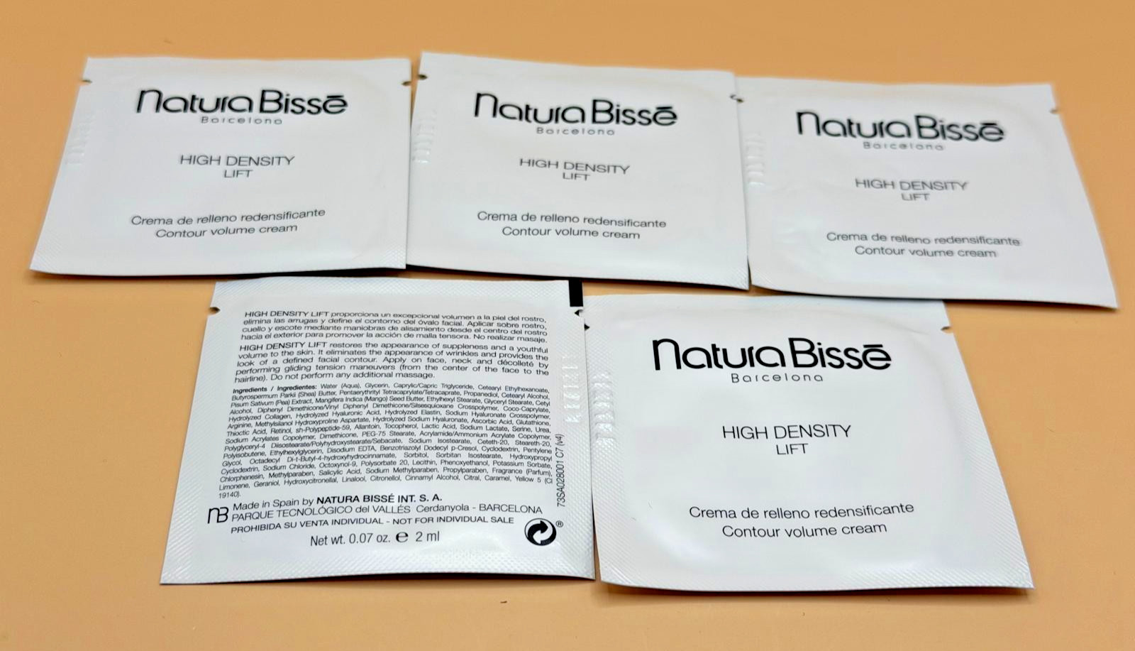 Natura Bissé High Density Lift cream 2ml X 5 total 10ml Sample Sachets Lot of 5