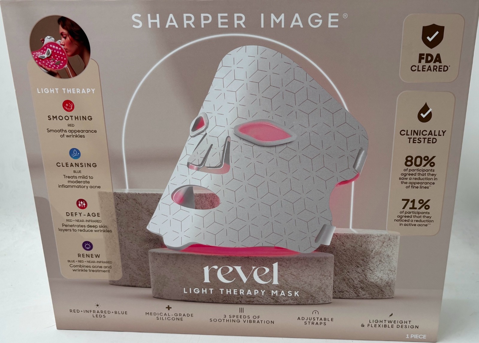 #Sharper Image Revel LED Light Therapy Face Mask—New & Sealed—Orig. $249