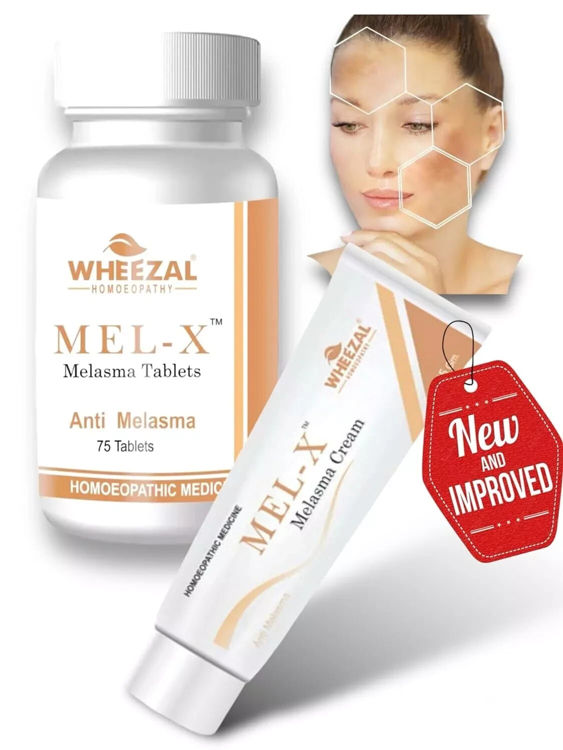 Melasma Treatment 75 tab Stain Improvement Skin Care Whitening cream 25gm COMBO