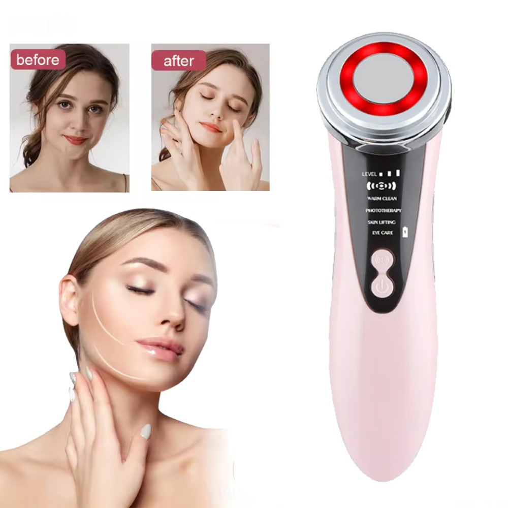 5 in 1 Face Massager Anti Aging LED Photon Therapy Beauty Device Firming Lifting