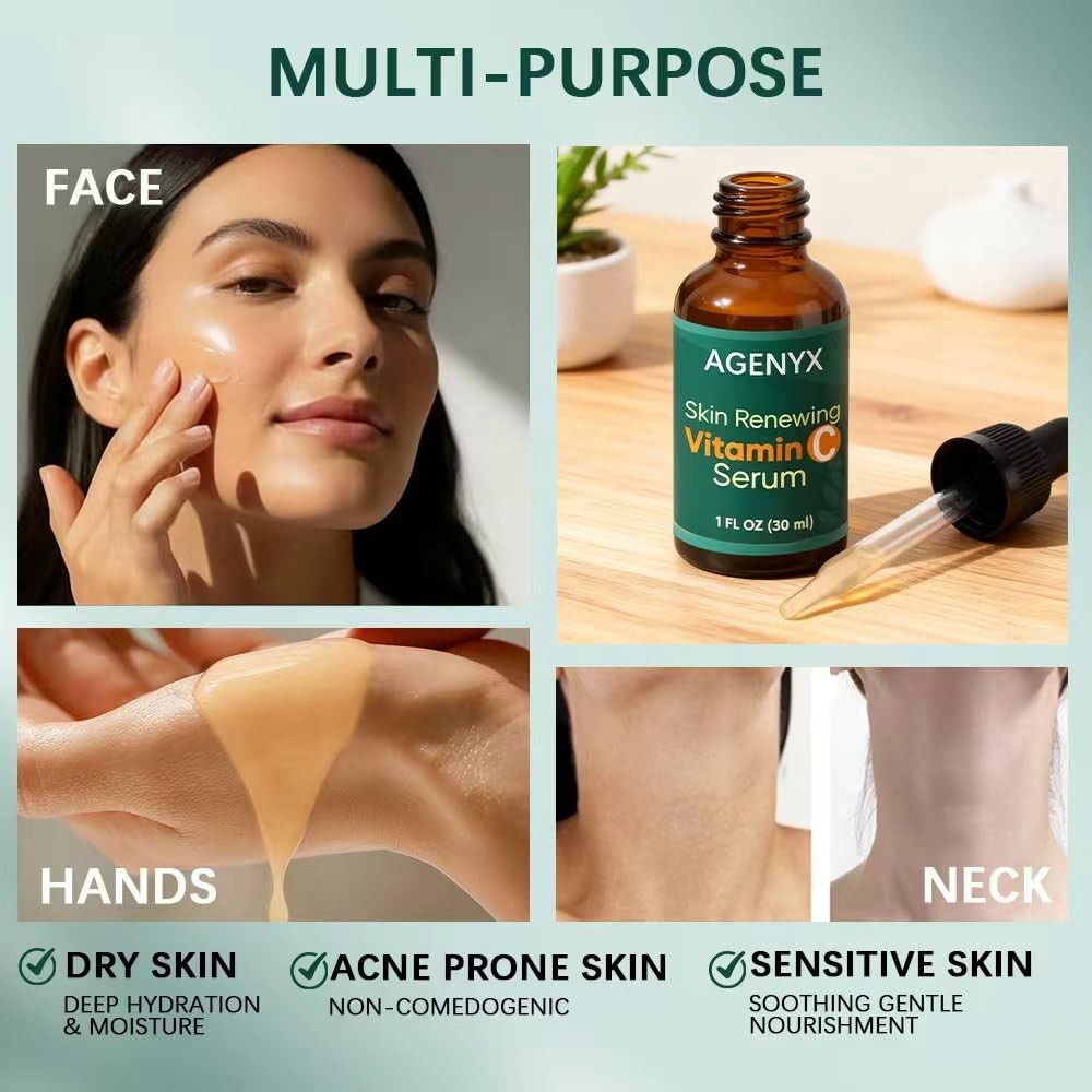 Agenyx Vitamin C Serum for Face with Niacinamide 3%, 1 Fl Oz (Pack of 1)