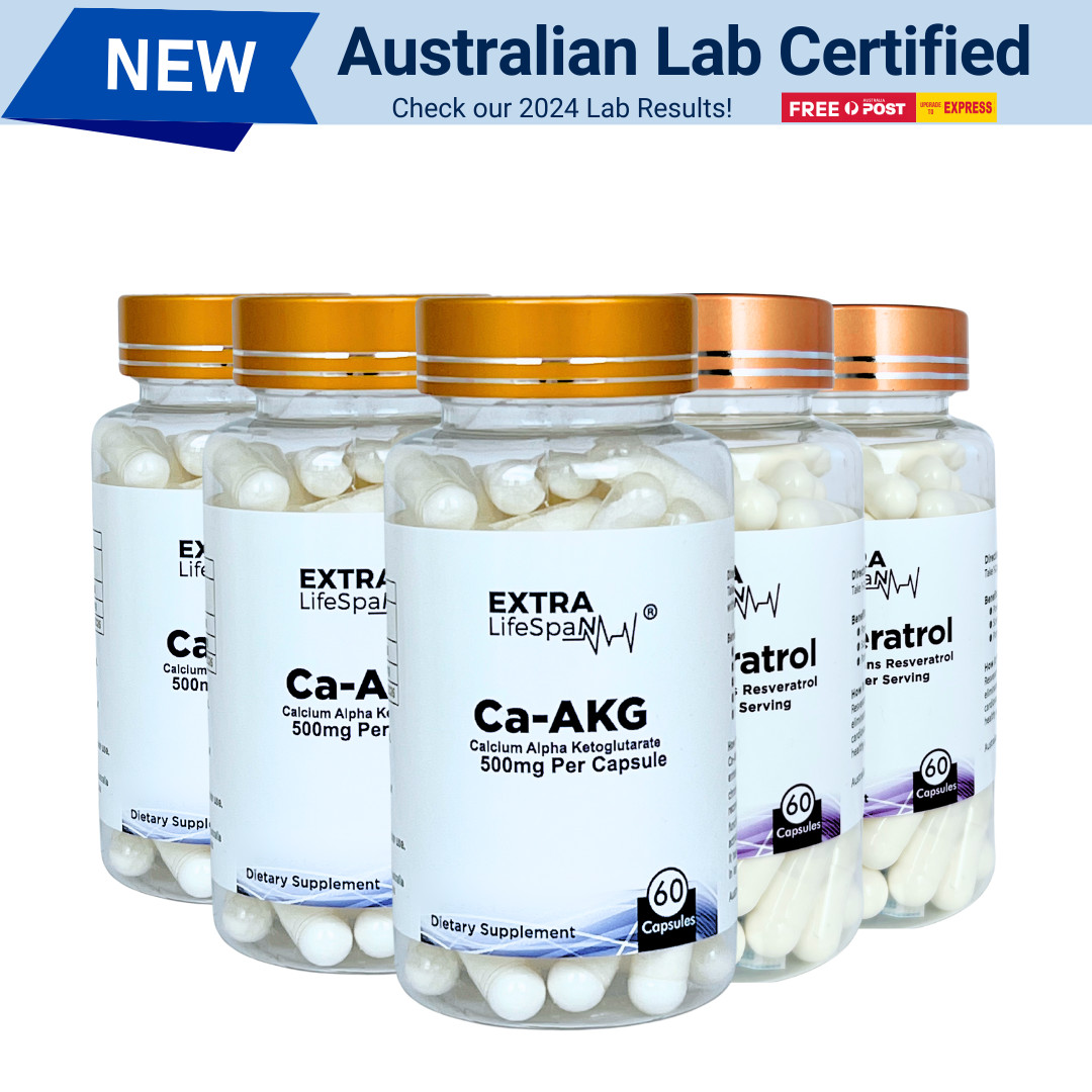 Ca Alpha Ketoglutarate Ca-AKG Trans Resveratrol Australian Certified Supplements