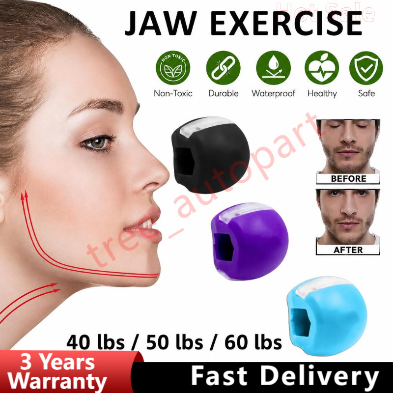 3PCS Jawline Exerciser Mouth Fitness Ball Jaw Trainer Face Double Chin Reduction