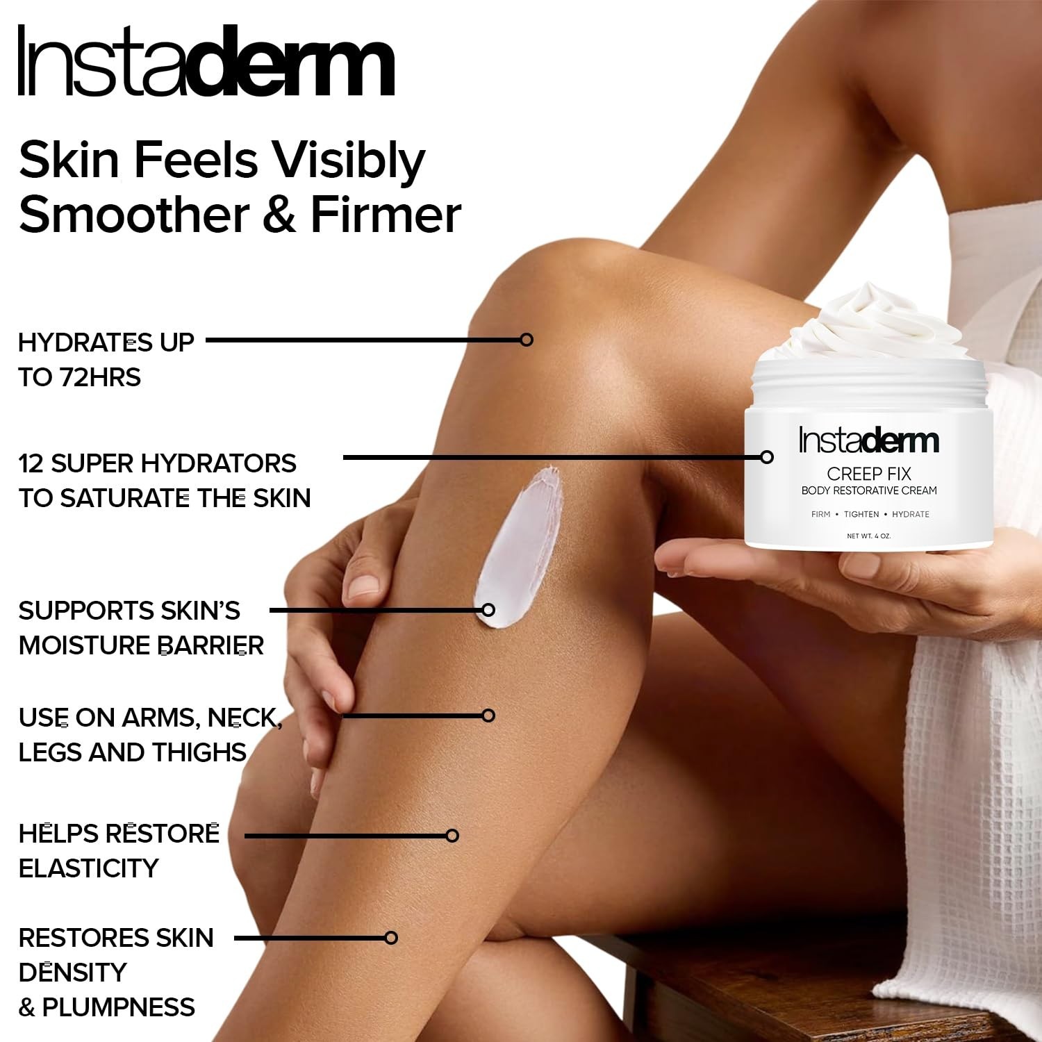 Instaderm Creep Fix Body Restorative Cream Anti-Aging Wrinkle Cream 8 Oz. Jar NE