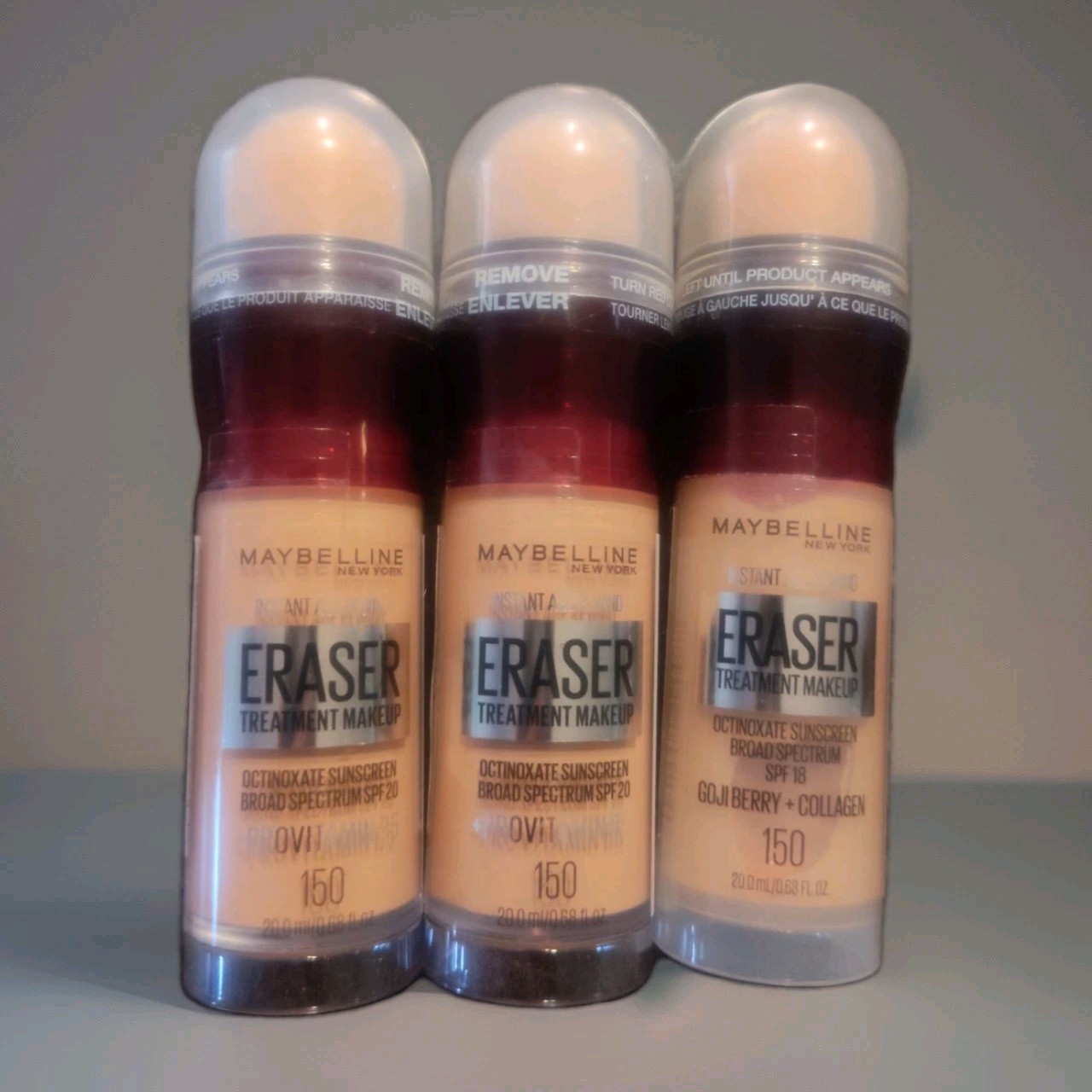 3 PACK Maybelline Instant Age Rewind Eraser 150 CLASSIC IVORY Foundation Makeup