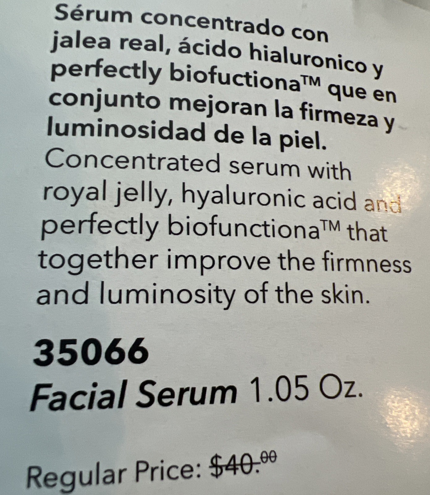 Zermat Serum Concentrado Con Jalea Real Y Ácido Hyaluronico 1.05 Oz Reg $40.00