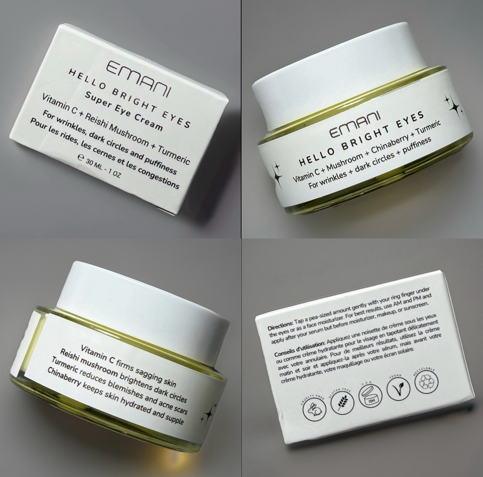 EMANI Hello Bright Eyes Vitamin C Eye Cream Dark Bags & Circles 1.0 floz (30mL)