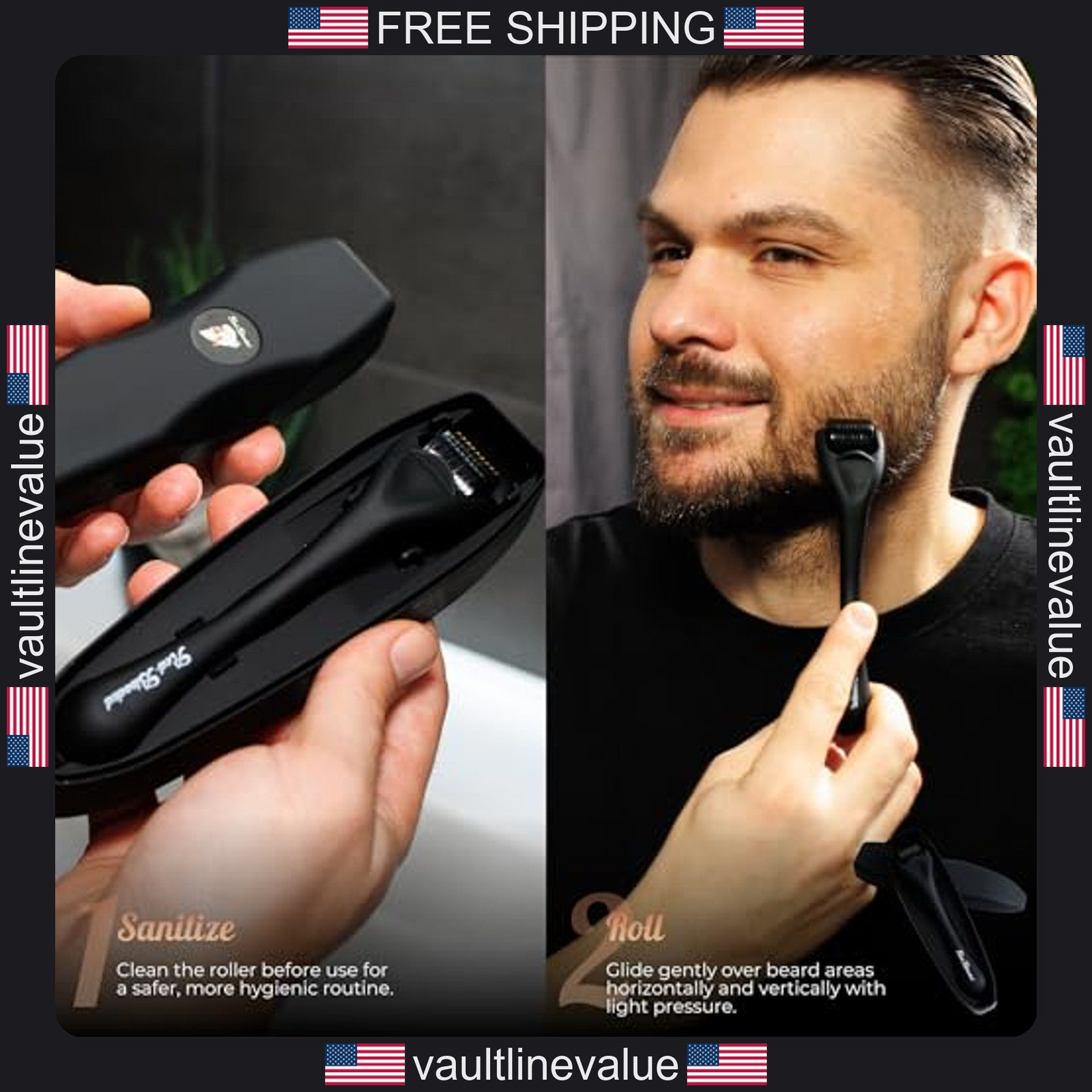 Beard Derma Roller Microneedle Hair Growth Tool Scalp Skin Care Rejuvenation