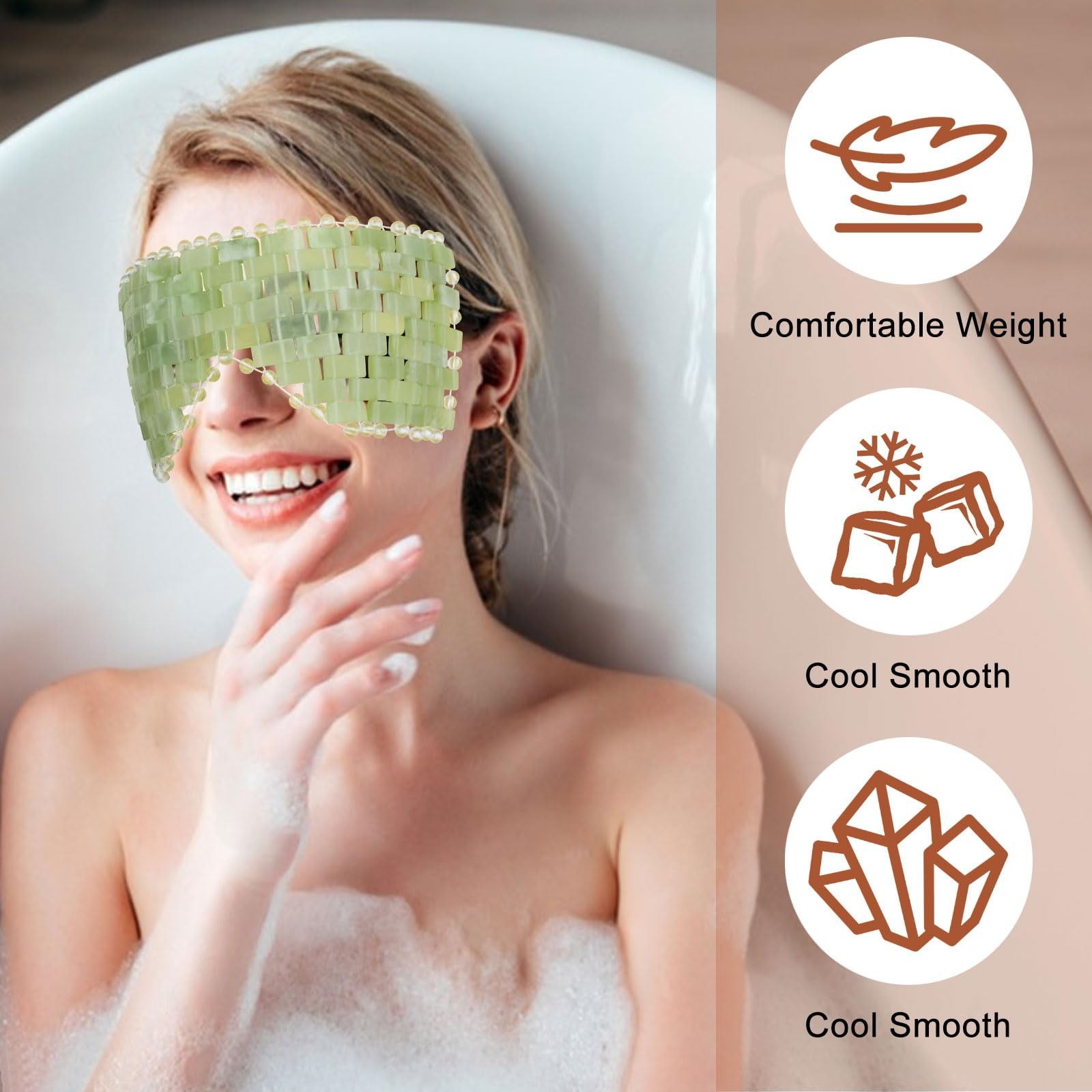 2Pcs Jade Eye Mask & 5 Pieces Facial Fan Mask Brush, Jade Facial Cooling Mask…