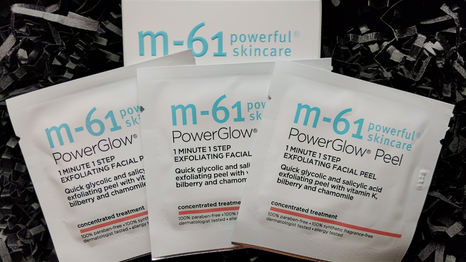 M-61 PowerGlow Peel 1-Minute 1 Step Exfoliating Facial Peel 3 Treatments NEW NIB