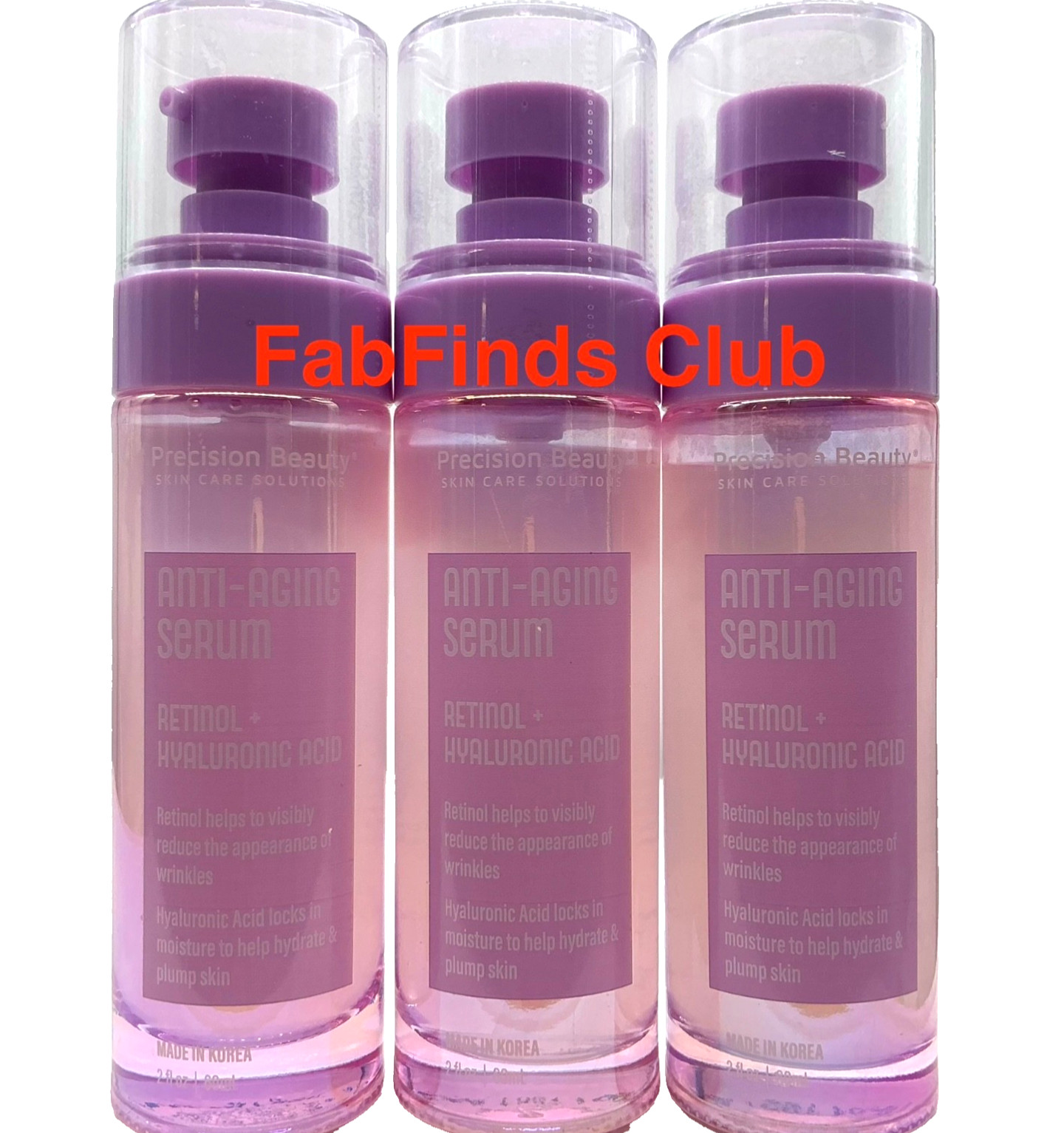 3x 2oz Precision Beauty Retinol + Hyaluronic Acid Facial Serum