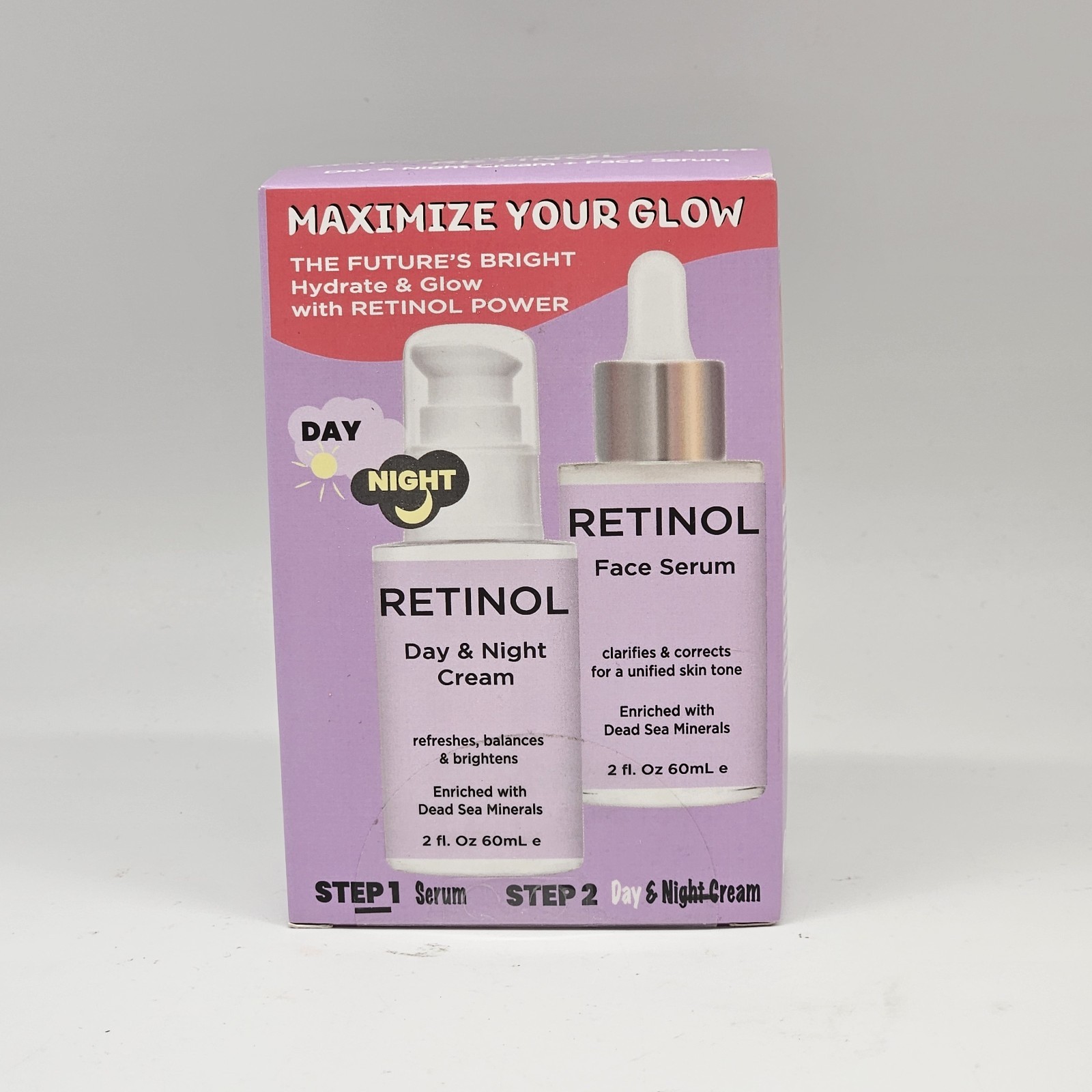 2 Piece Retinol Day & Night Face Cream + Retinol Face Serum Set