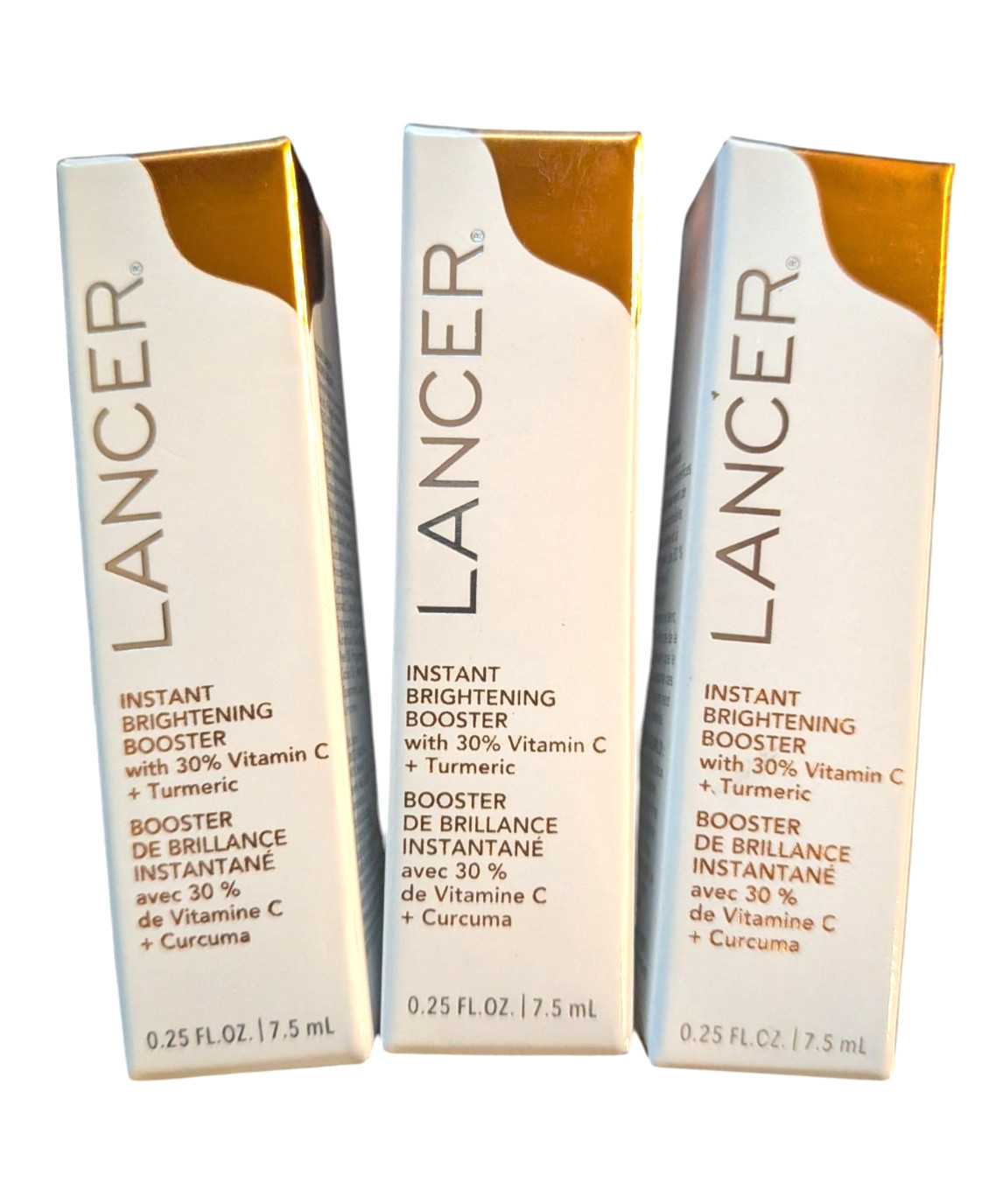3x Lancer Instant Brightening Booster with 30% VIitamin C + Turmeric 7.5 ml Each