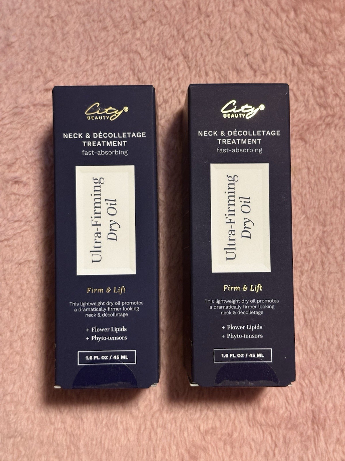 2x City Beauty Ultra-Firming Dry Oil. Firm & lift Neck & Décolletage. Fast Act