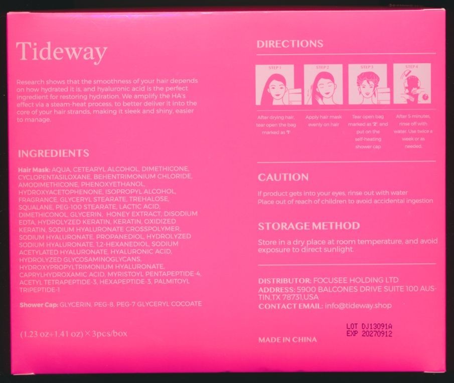 Tideway Sleek & Shine HA Steam Hair Mask – Moisture & Repair – 6 Treatments NEW