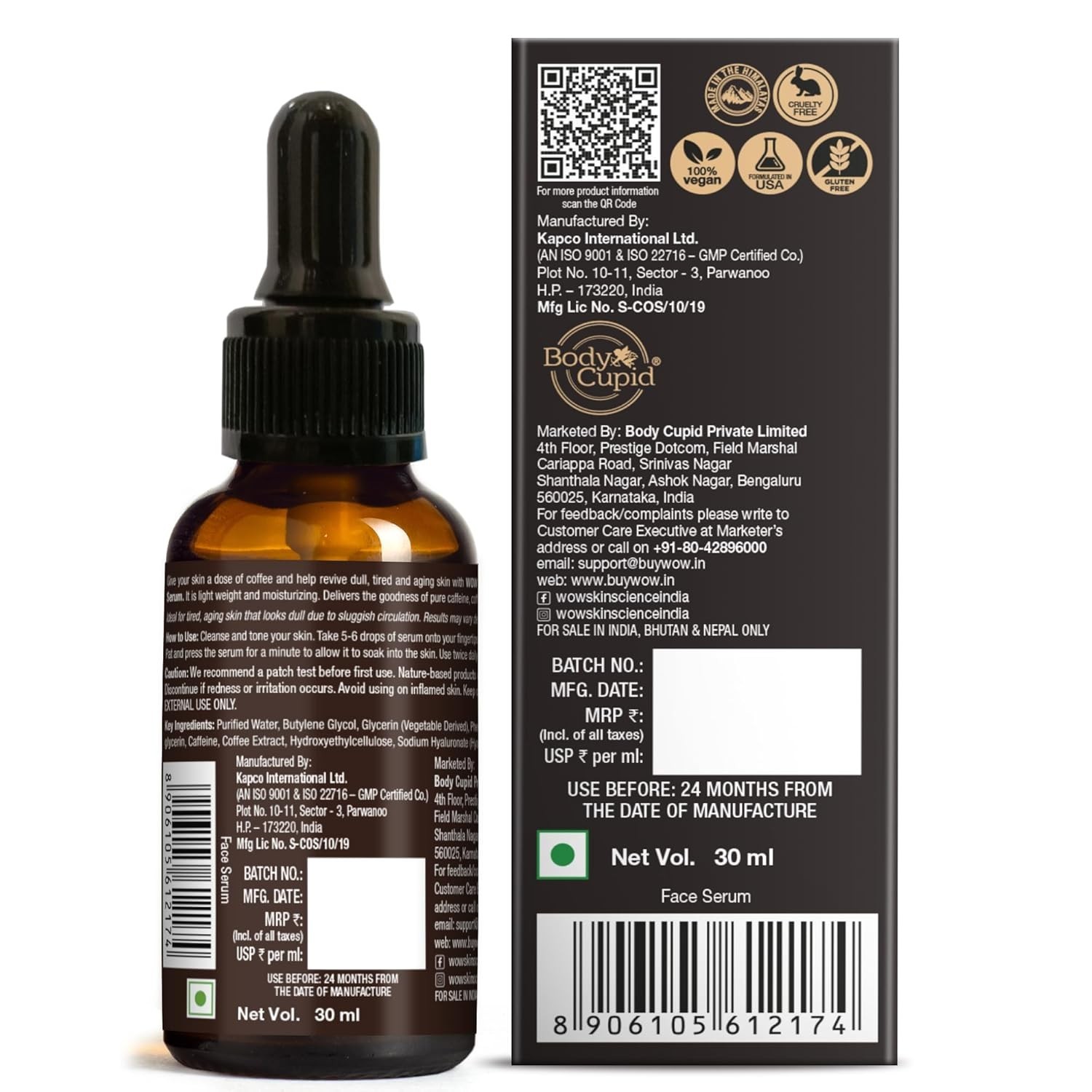 WOW Skin Science Caffeine Face Serum,No Parabens, Silicones, Mineral Oil – 30ml