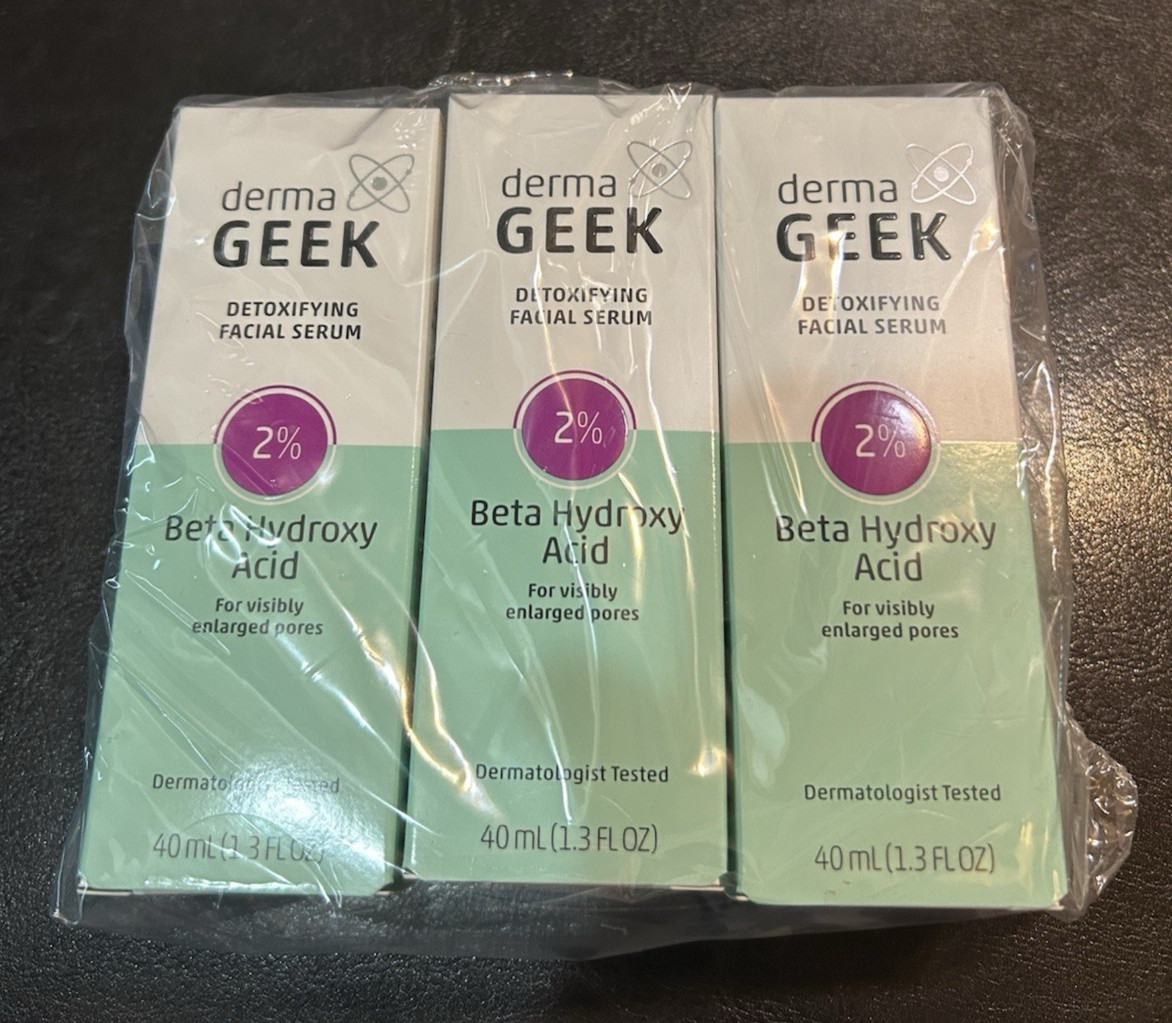 derma Geek Detoxifying Facial Serum Beta Hydroxy Acid 1.3 fl oz 3 boxes
