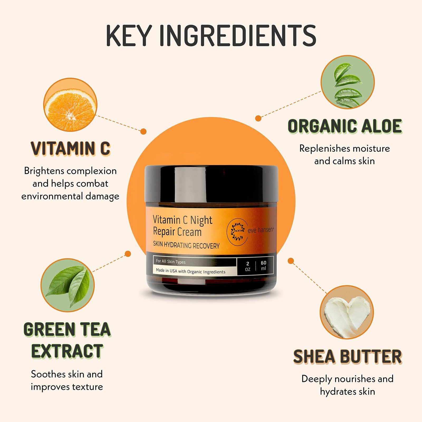 Eve Hansen Vitamin C Night Cream – Anti Aging Face Cream, Neck Cream, Vitamin C