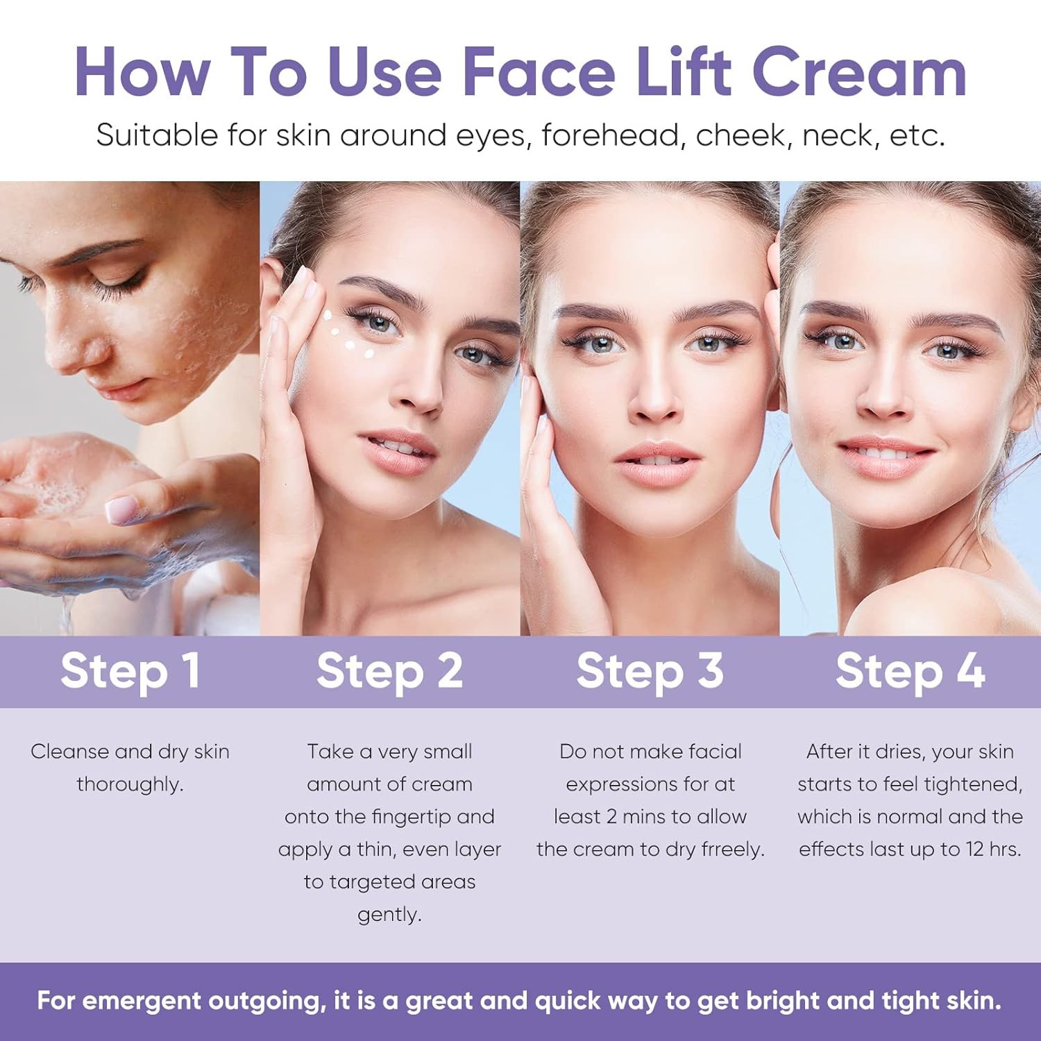 Instant Face Lift Cream, Tightens & Firms, Face & Neck, 1.7 oz