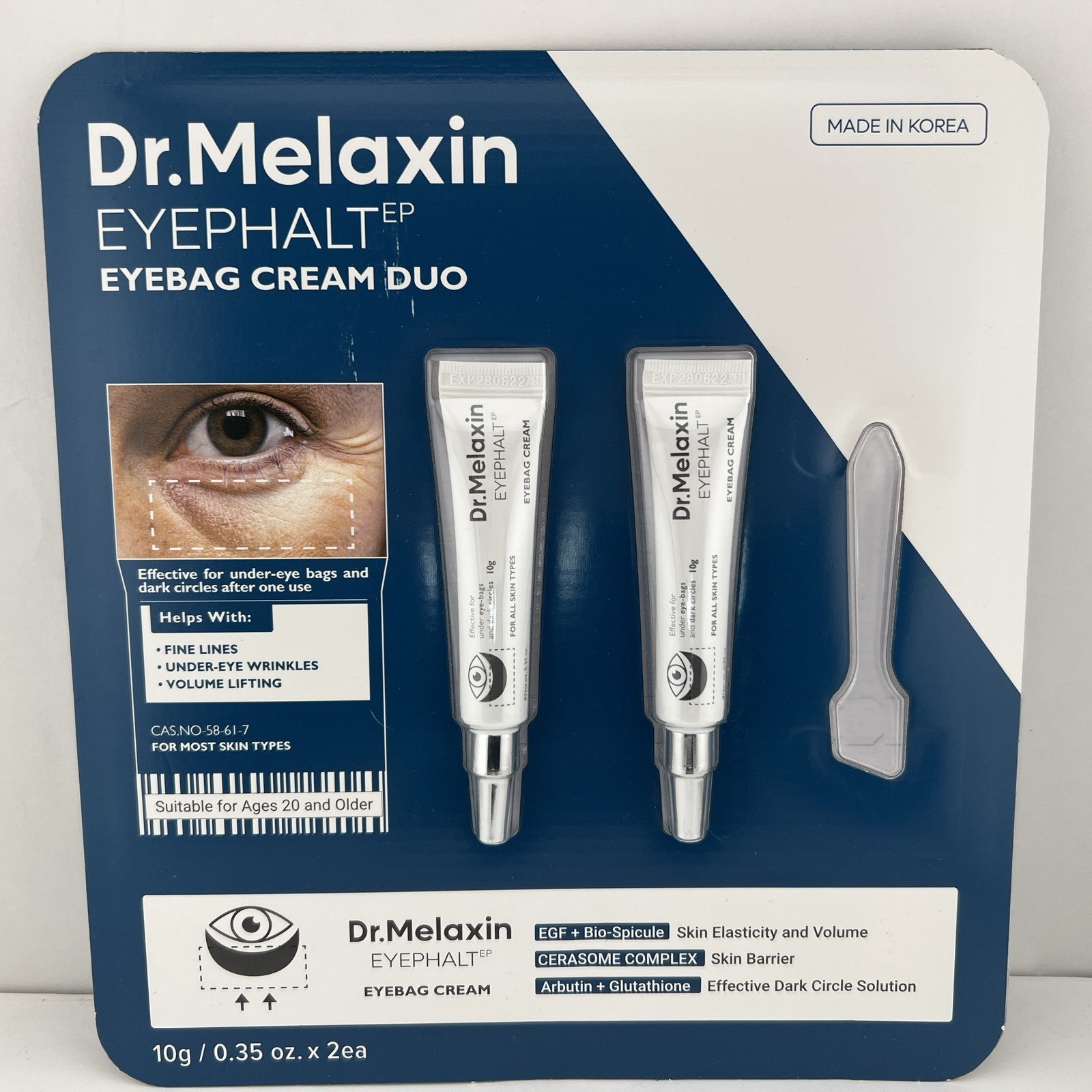 Dr. Melaxin EYEPHALT Eyebag Cream, 10g / 0.35oz Each, 2 TUBES + applicator