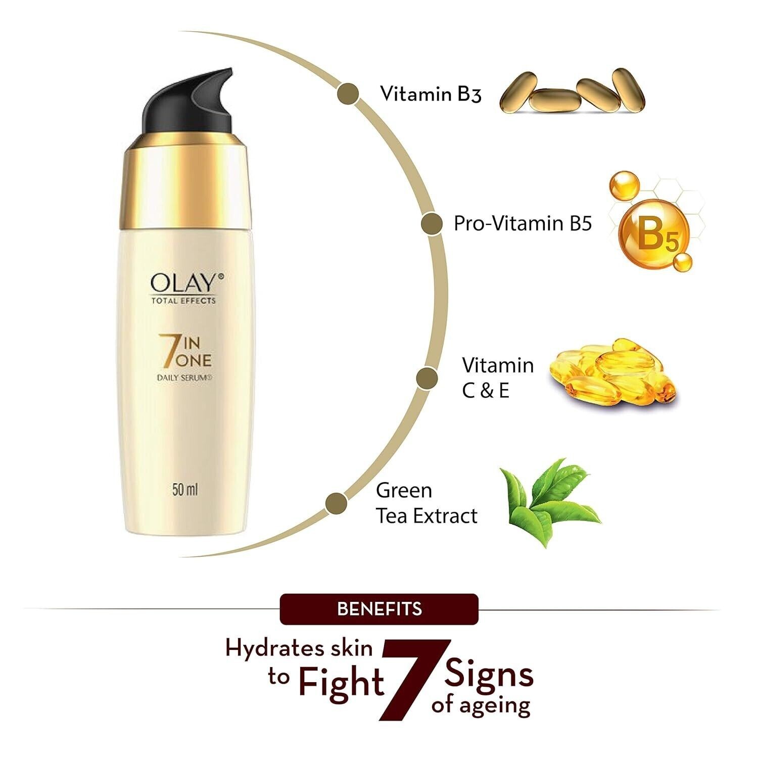 Olay Total Effects 7 In One Daily Serum Fights Signs of Ageing (50ml) 1 Pack