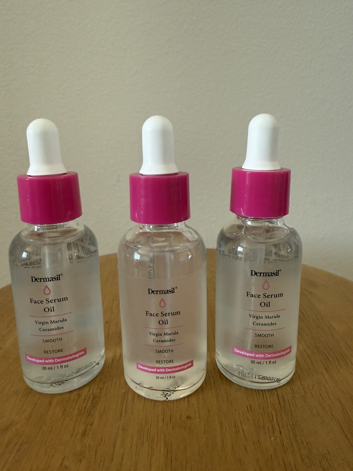 Dermasil Face Serum Oil 1oz With Virgin Marula Ceramides-Smooth & Restore 3 Pack