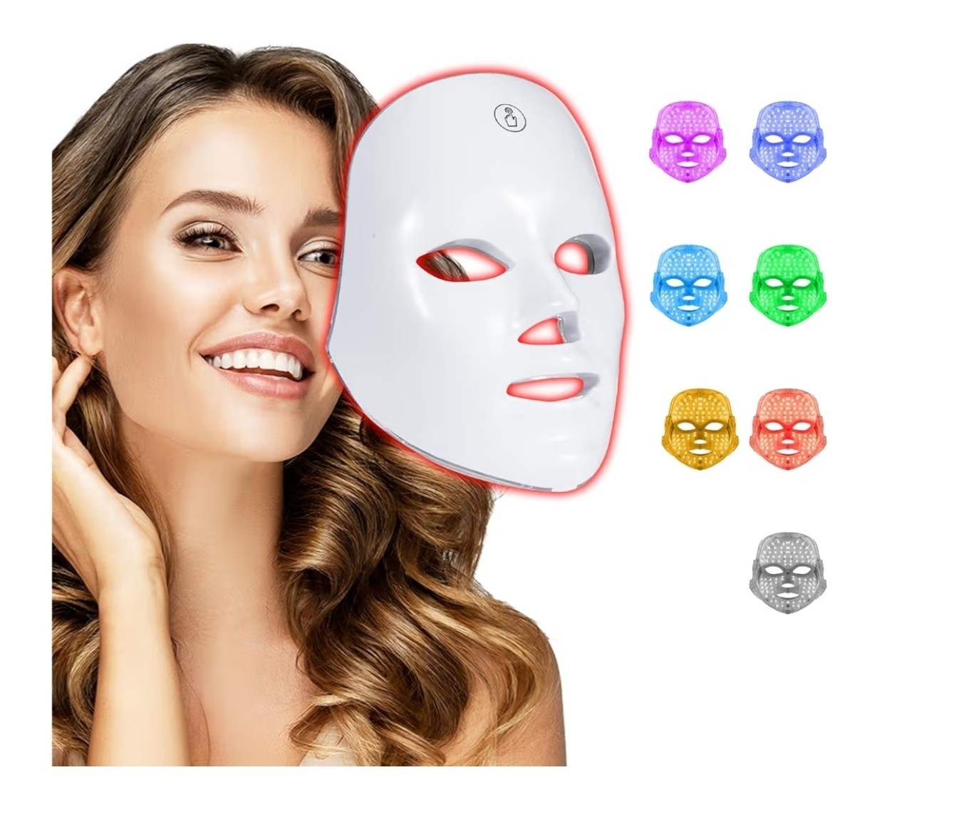 Mascara Facial LED Rejuvenecimiento Terapia Luz Colores Ciudado Piel Antiarrugas