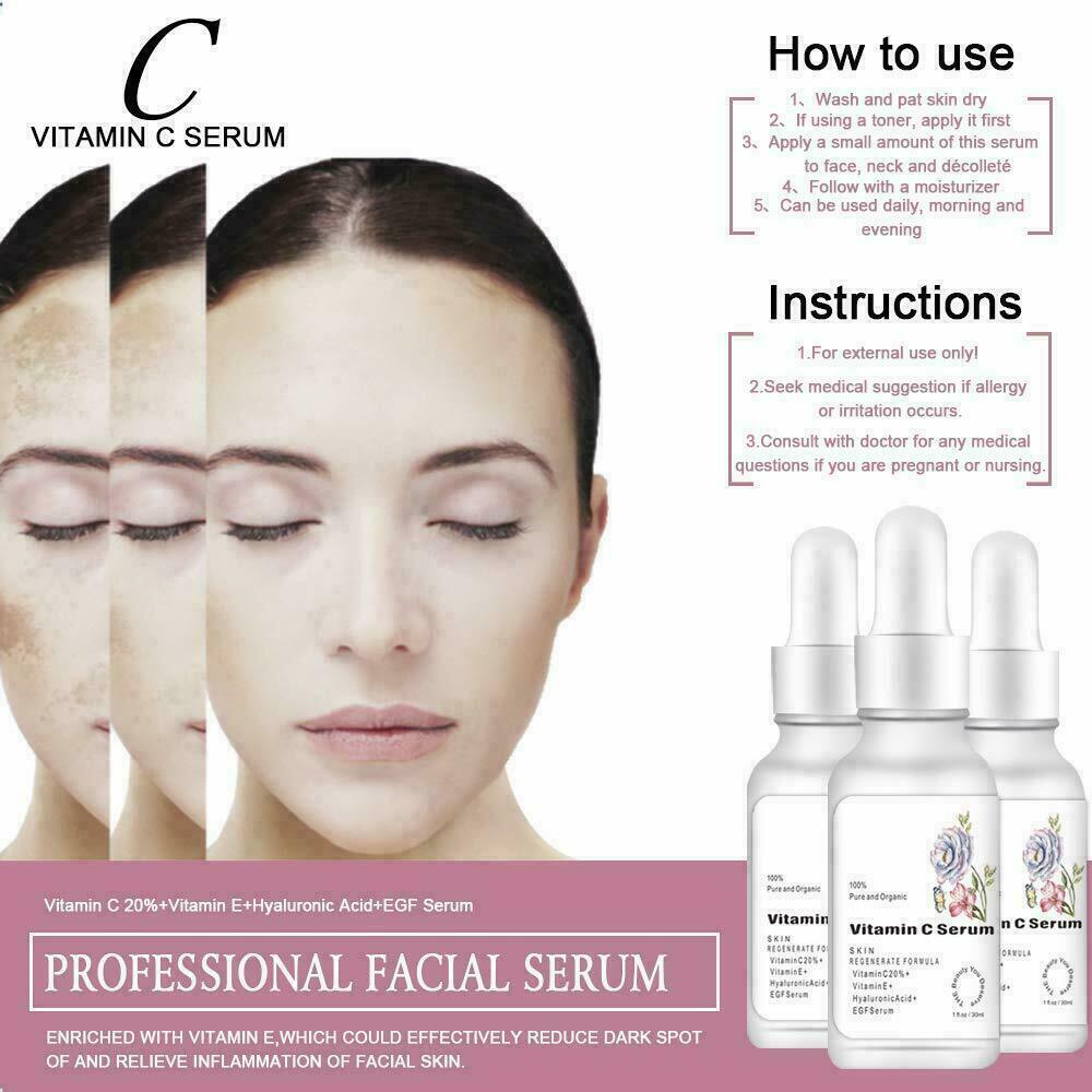Vitamin C Serum for Face with Hyaluronic Acid Vitamin E Best Skin Anti-Aging 2oz