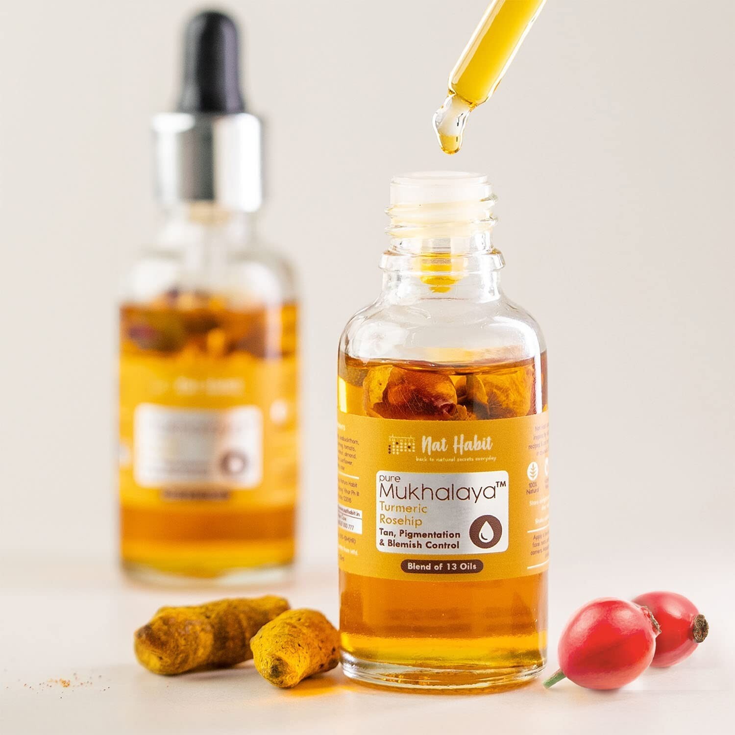 Turmeric Rosehip Face Oil For Tan, Pigmentation & Blemish Control , 30 ml.