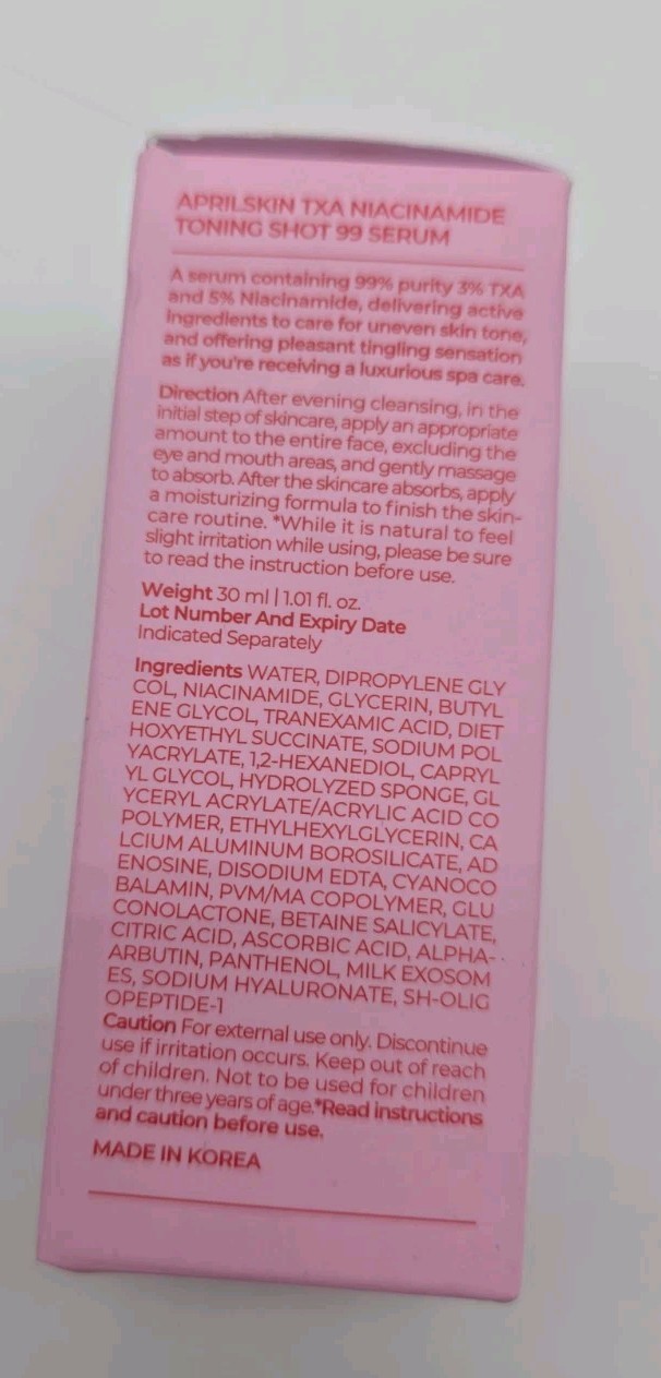 APRIL SKIN TXA Niacinamide Toning Shot 99 Serum 30ml Exp 5/28 New