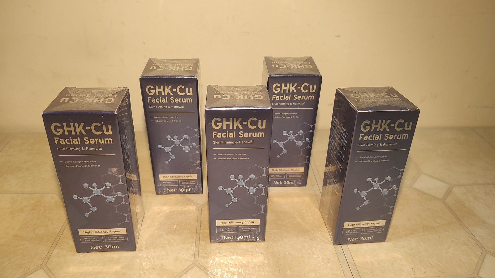 GHK-CU Copper Peptide Face Serum Skin Firming Renewal Anti-Aging/Wrinkle 5 Count