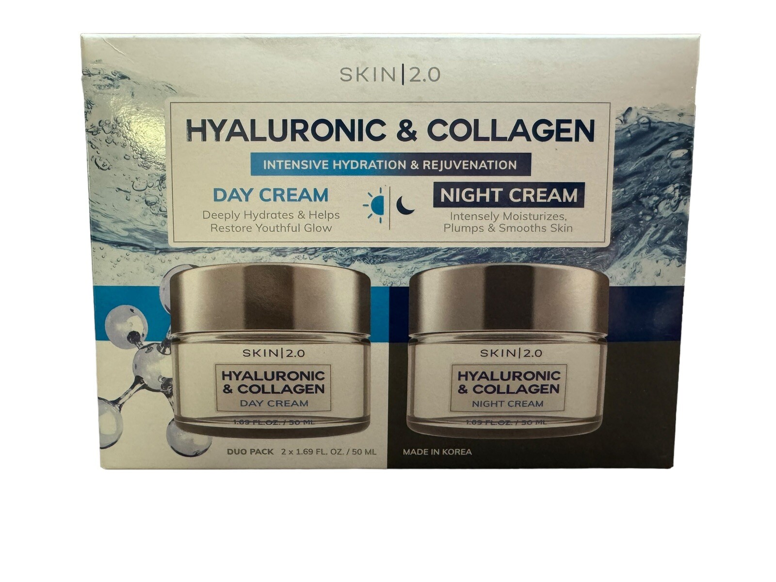 SKIN 2.0 HYALURONIC & COLLAGEN DAY & NIGHT HYDRATING CREAM FAST SHIPPING