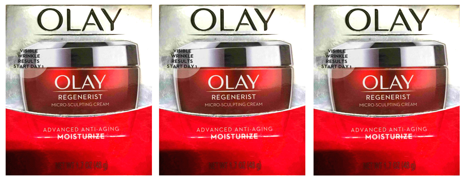 Olay Regenerist Micro Sculpting Anti Aging Cream Moisturizer, 1.7 oz (3 Pack)