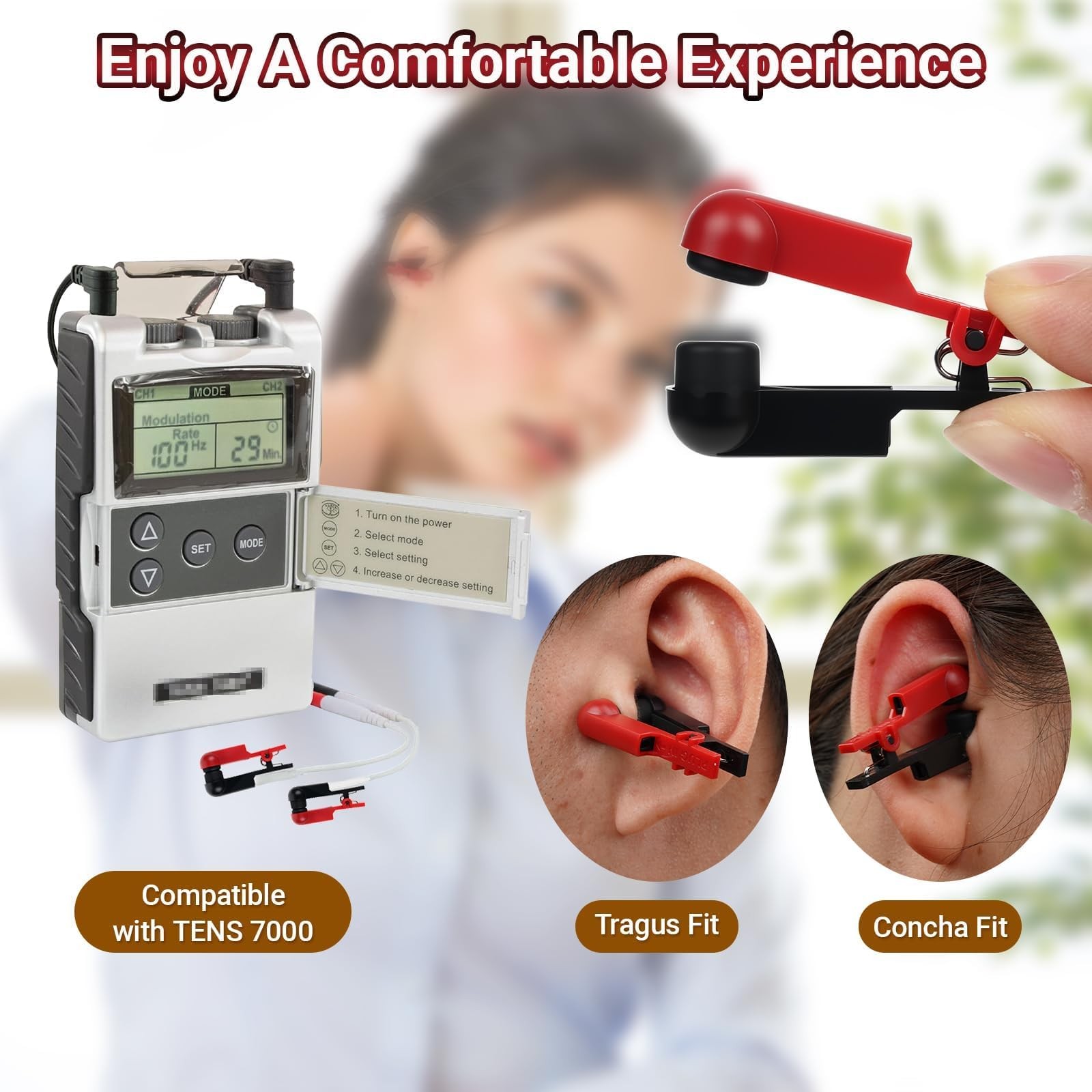 2/4PCS Ear Clip Electrode with Double-Sided Soft Rubber Head for Small, Black