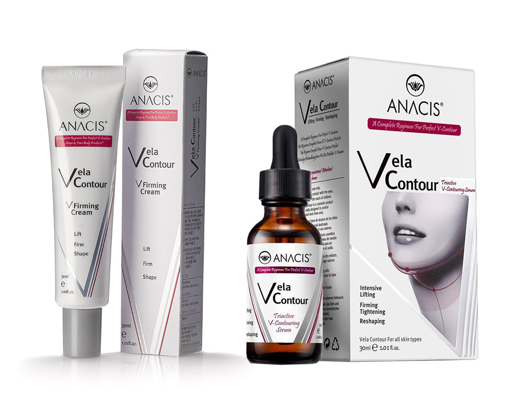 Neck Firming Lifting V line Double Chin Reducer Vela Contour Serum & Cream. Set