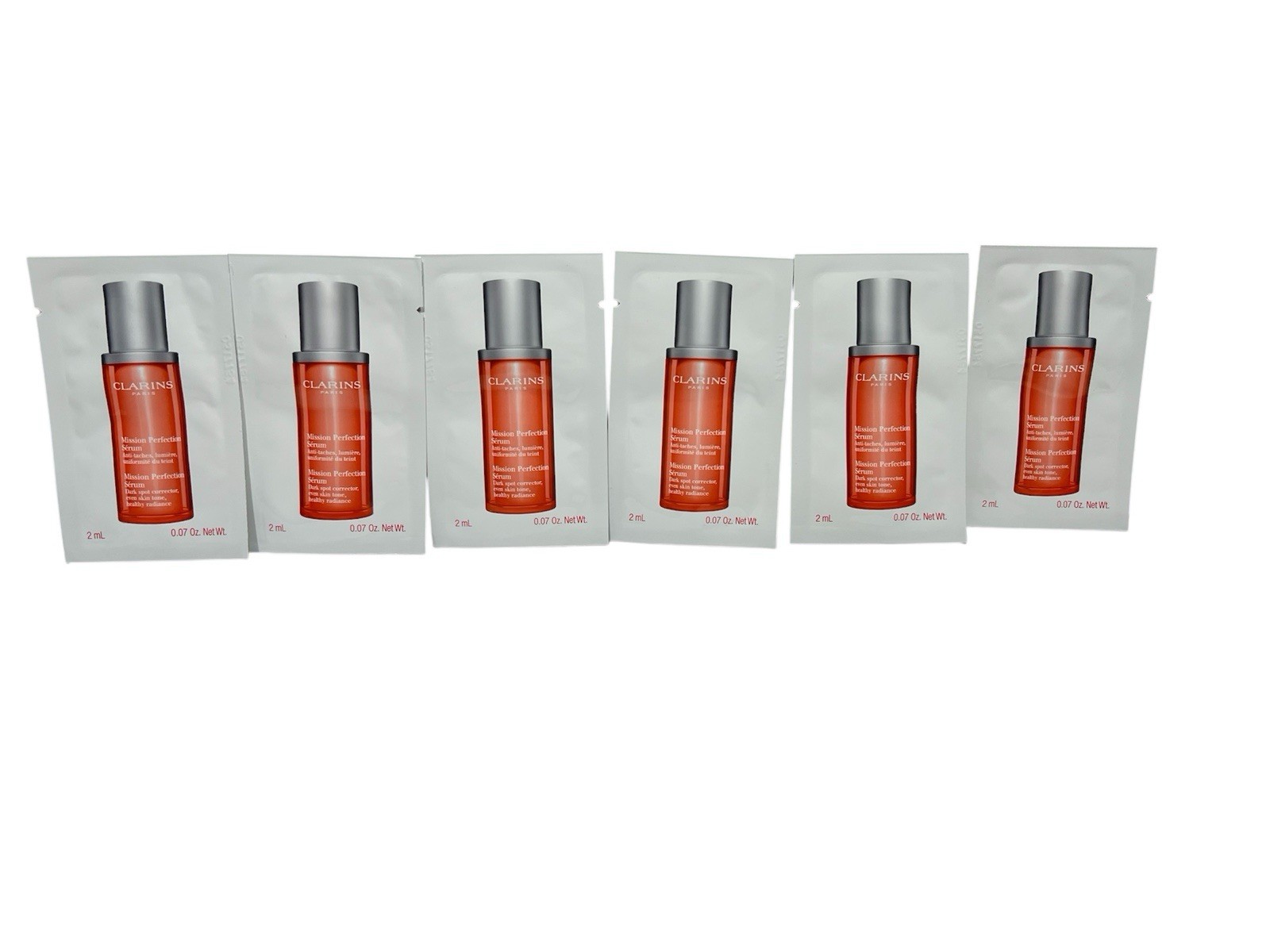 (6) Clarins Paris MISSION PERFECTION SERUM DARK SPOT Corrector .07 oz Samples