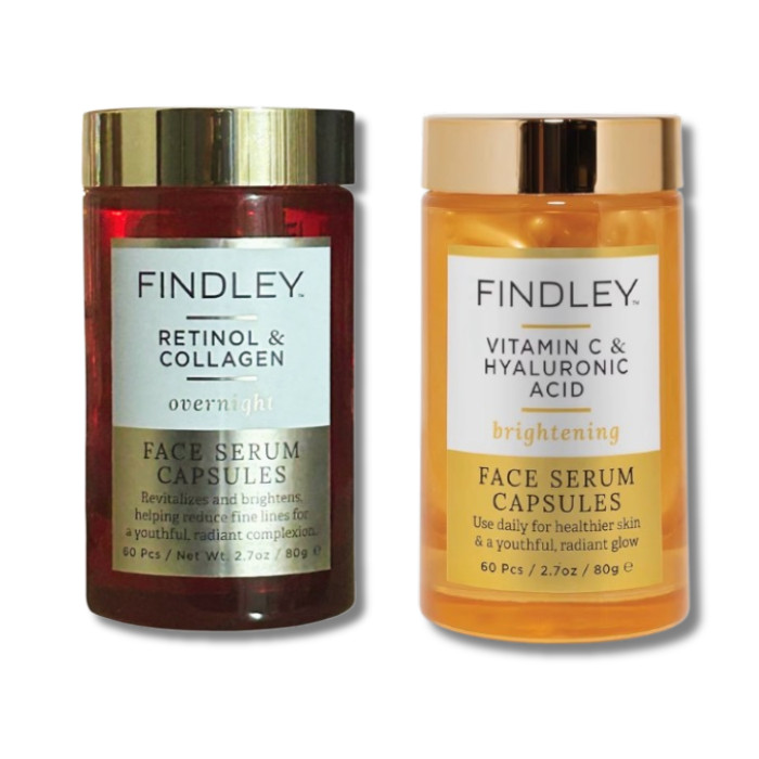 Findley Vitamin C Retinol Serum Capsules Bundle 120ct Brightening Anti Aging