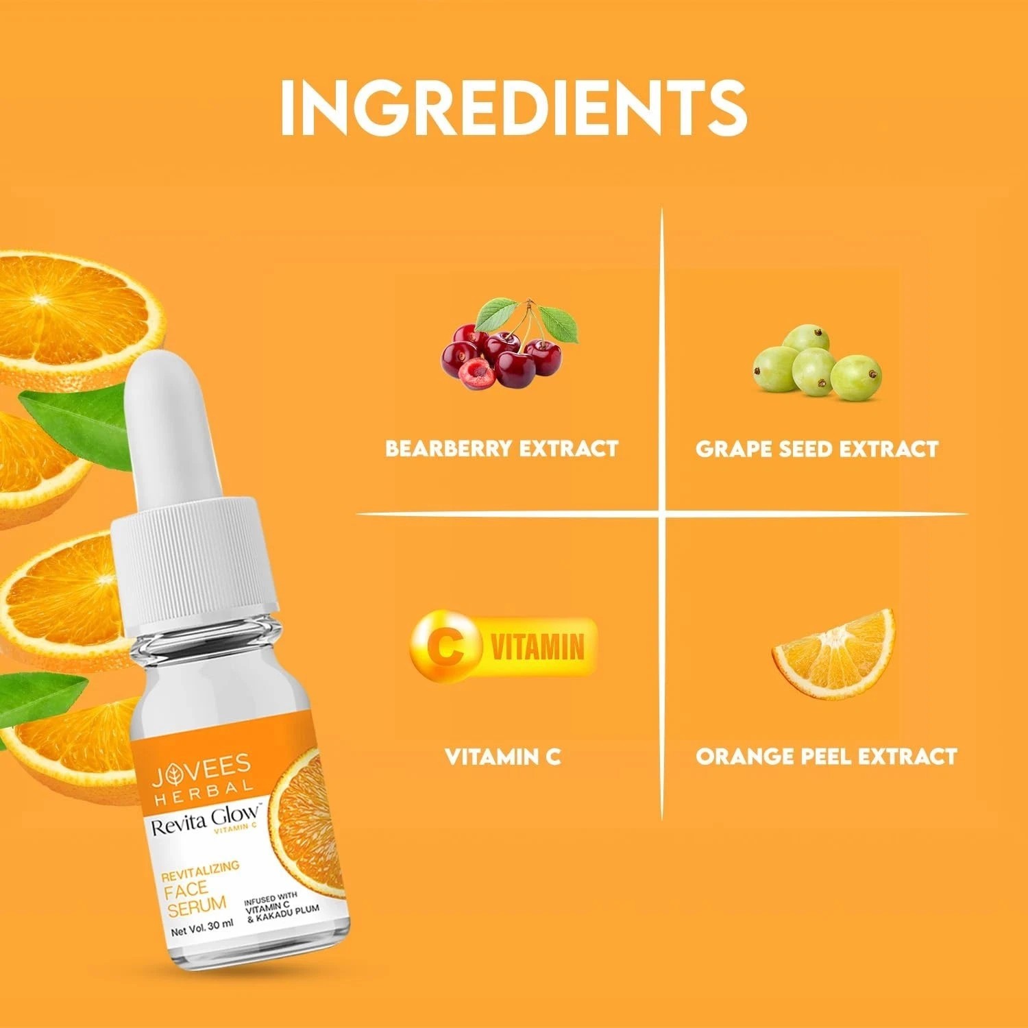 Jovees Herbal Revita Glow Vitamin C Face Serum For Brightening Skin 30ml
