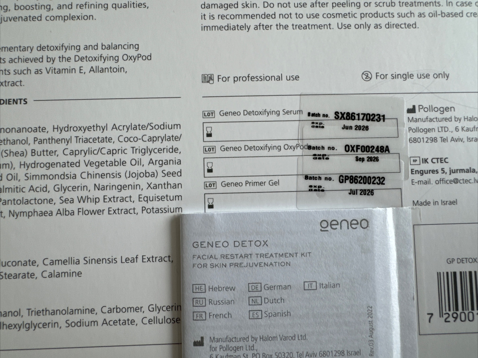 Geneo DETOX Facial Pods For Oxygeneo Facial CO2 therapy Machine EXP 9/2026