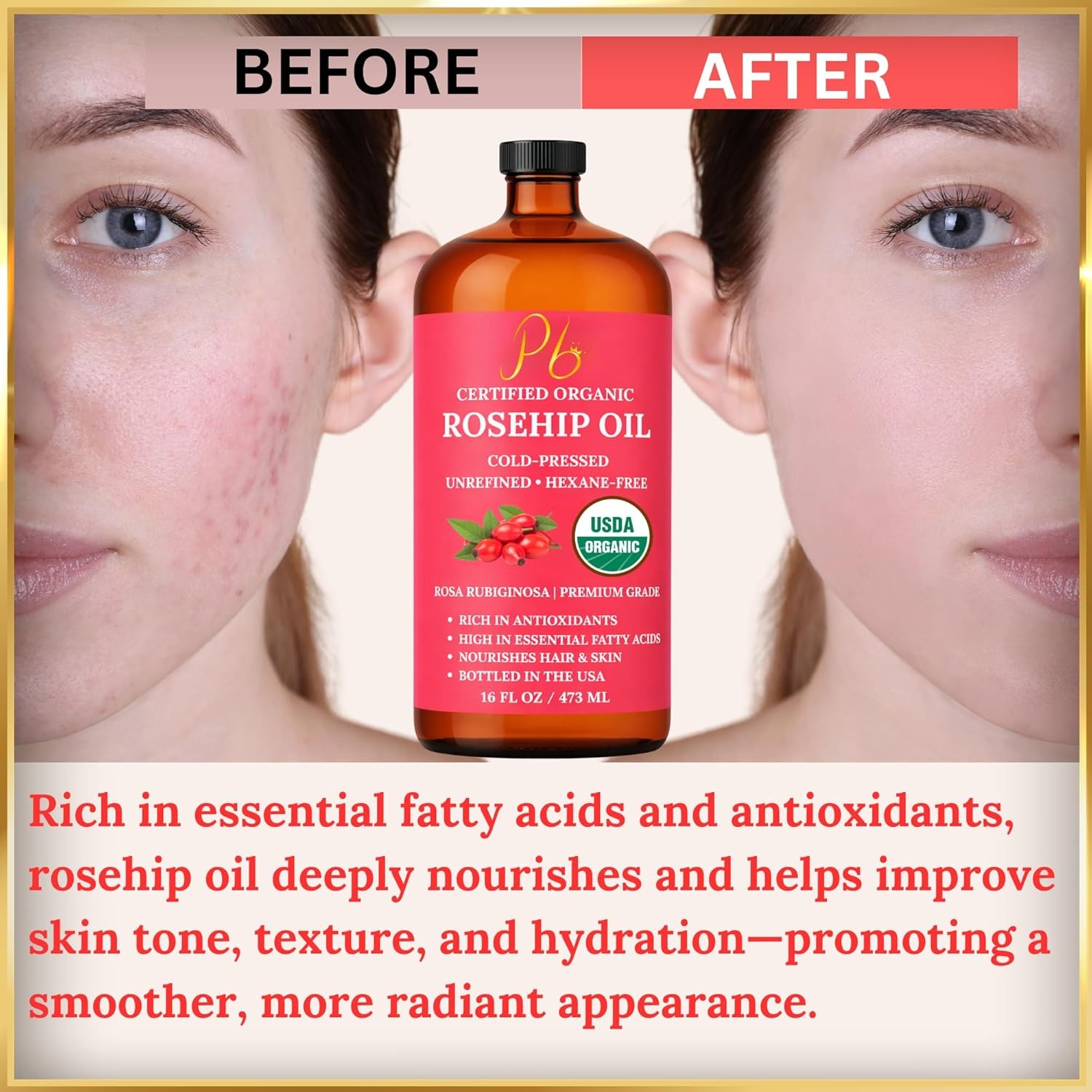 Organic Rosemary Mint Saw Palmetto Hair Oil for Growth, Reduce Hair Loss 4 fl oz