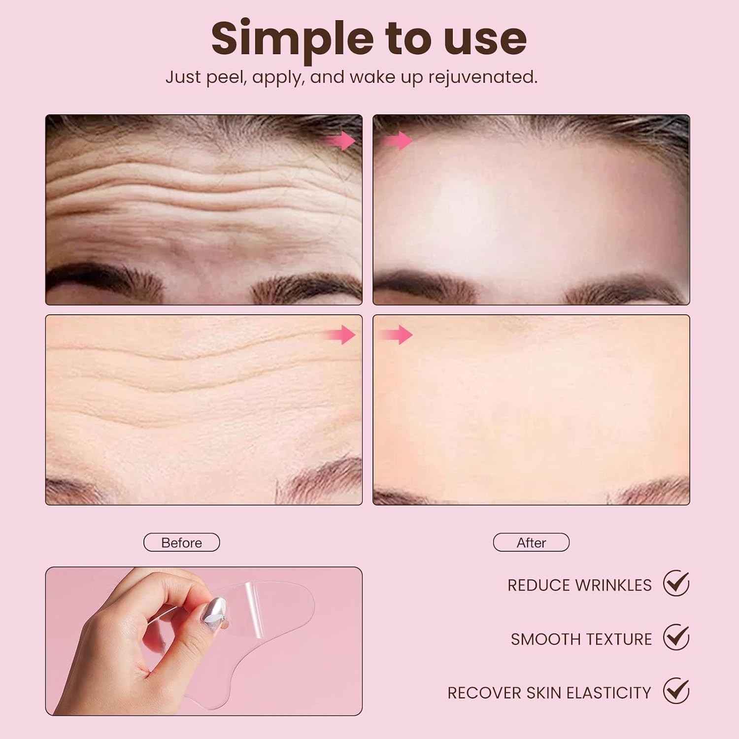 4 Pcs Reusable Forehead Wrinkles Patches, Silicone Face Tape for Wrinkle Redu…