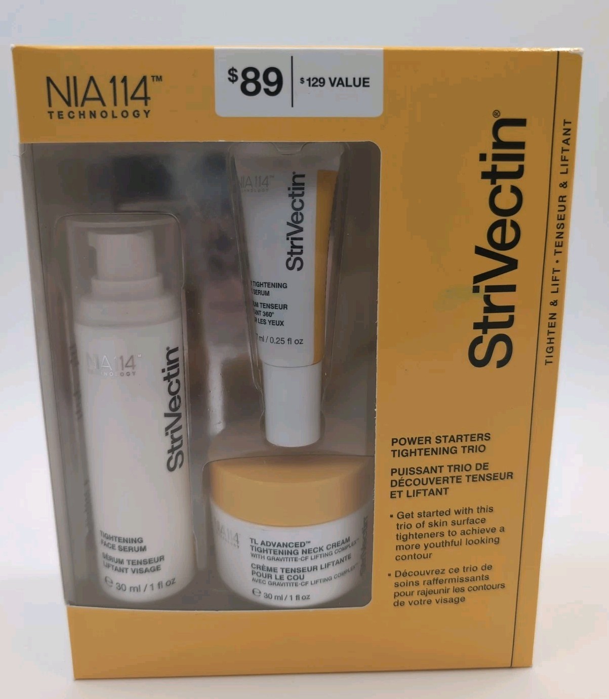 New Sealed StriVectin Power Starters Tighten & Lift Trio Face, Eye & Neck Cream