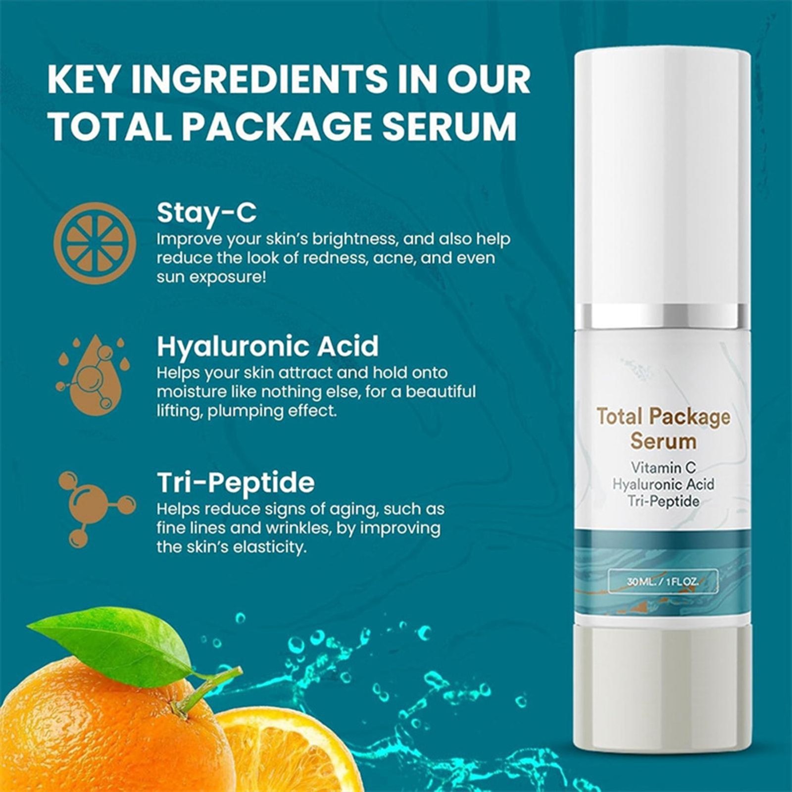 Sun Coast Sciences Total Package Serum Vitamin C Hyaluronic Acid Tri-Peptide 2oz