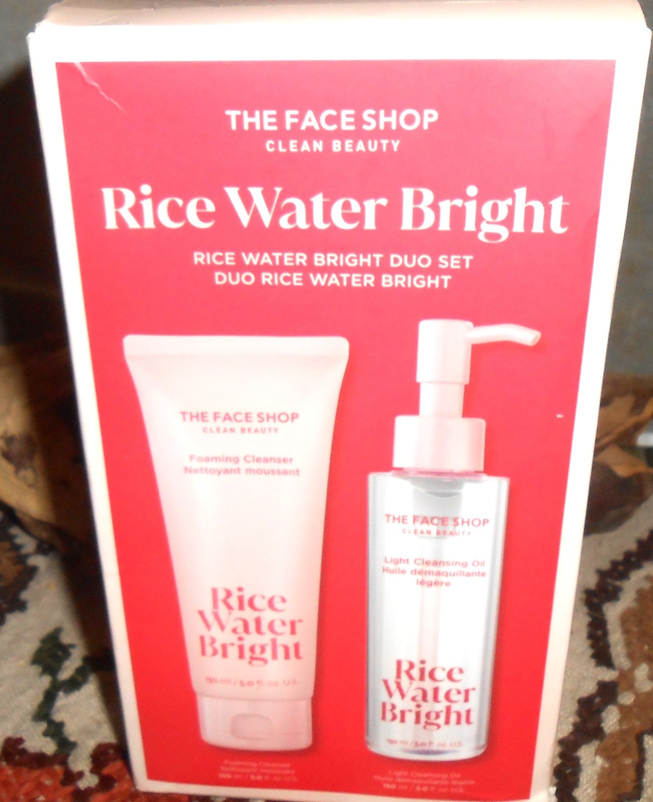 FACE SHOP Duo Rice Water Bright Light Cleansing Oil & Foaming Cleanser 5oz NIB