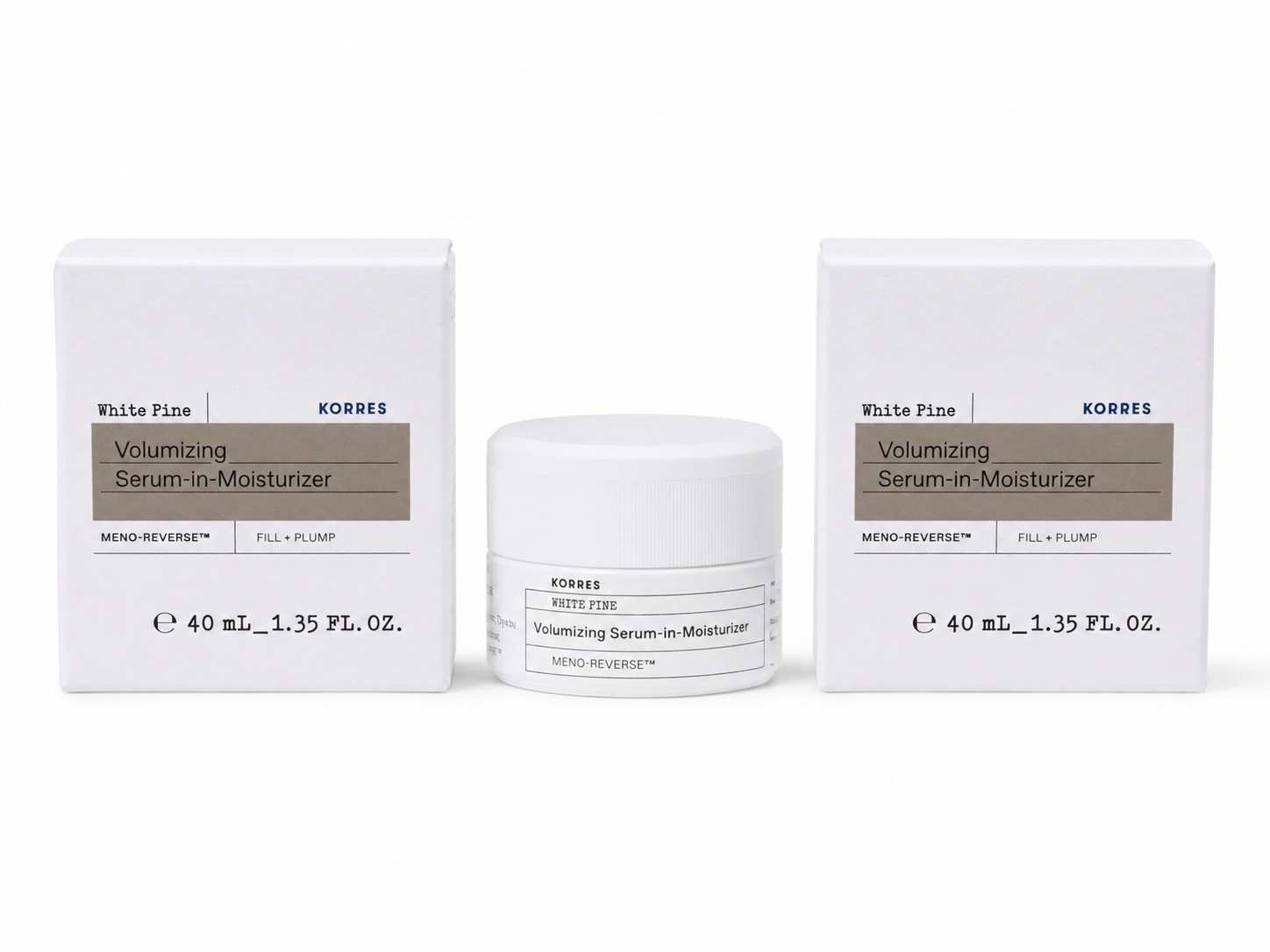 2x KORRES White Pine Meno-Reverse Volumizing Serum In Moisturizer 1.35oz NEW