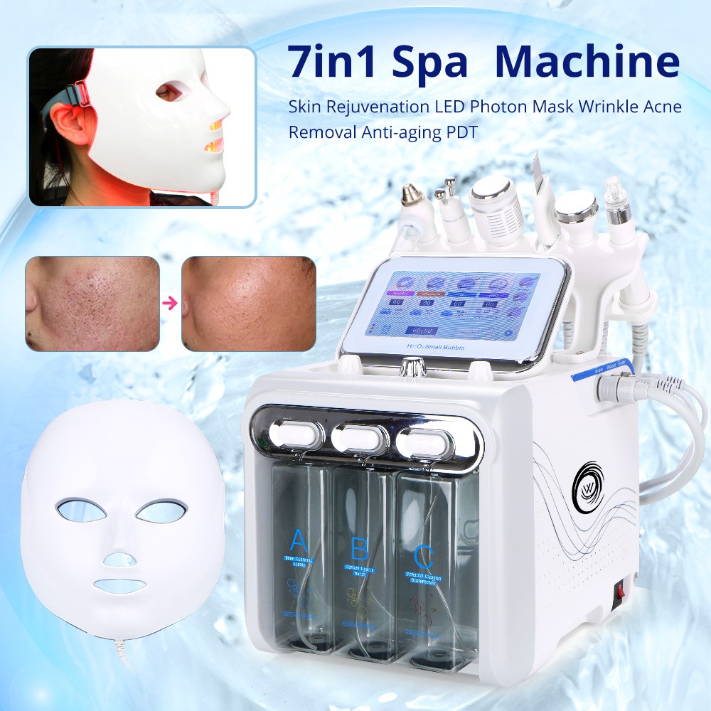 7-in-1 Hydro Water Facial Cleaner Aqua Peel Dermabrasion Machine & 7 Color Mask