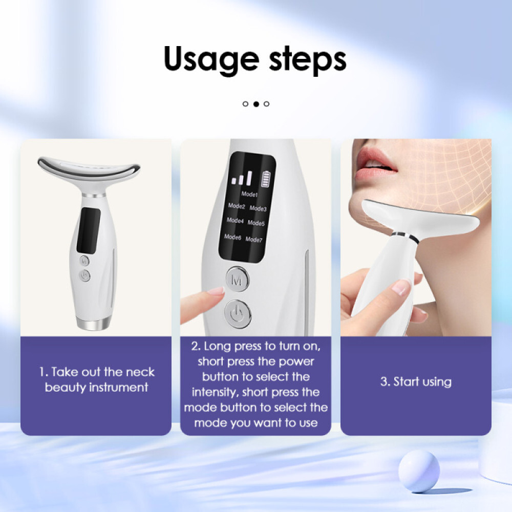 Neck Face Massager Face Sculpting Tool 7 Colour Modes and Vibration for Facial