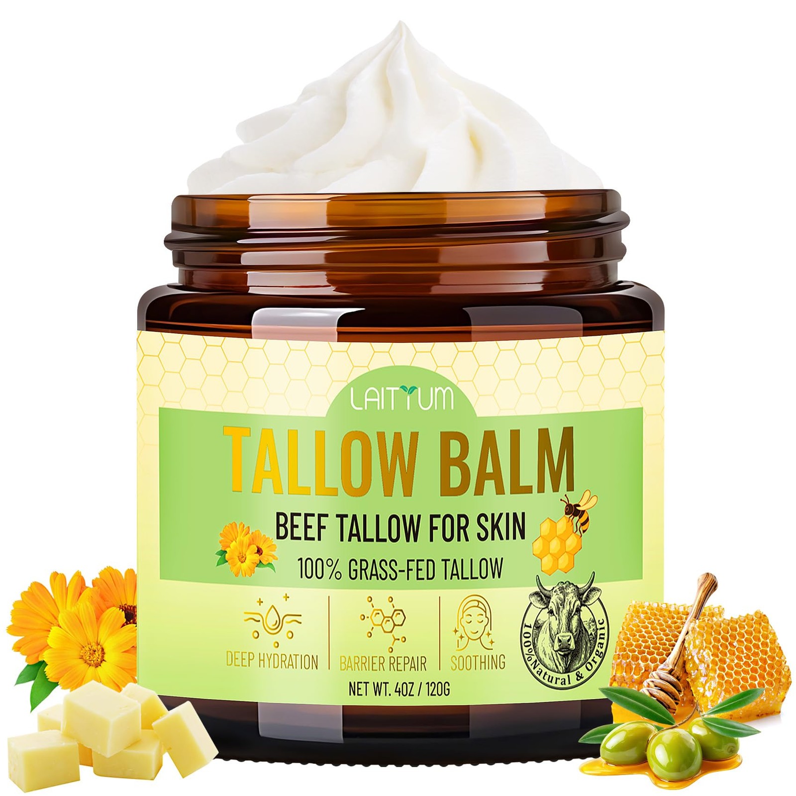 Crema Cebo De Res Con Miel y Aceite Oliva 4 Oz Para La Cara y La Piel Sevo Cevo